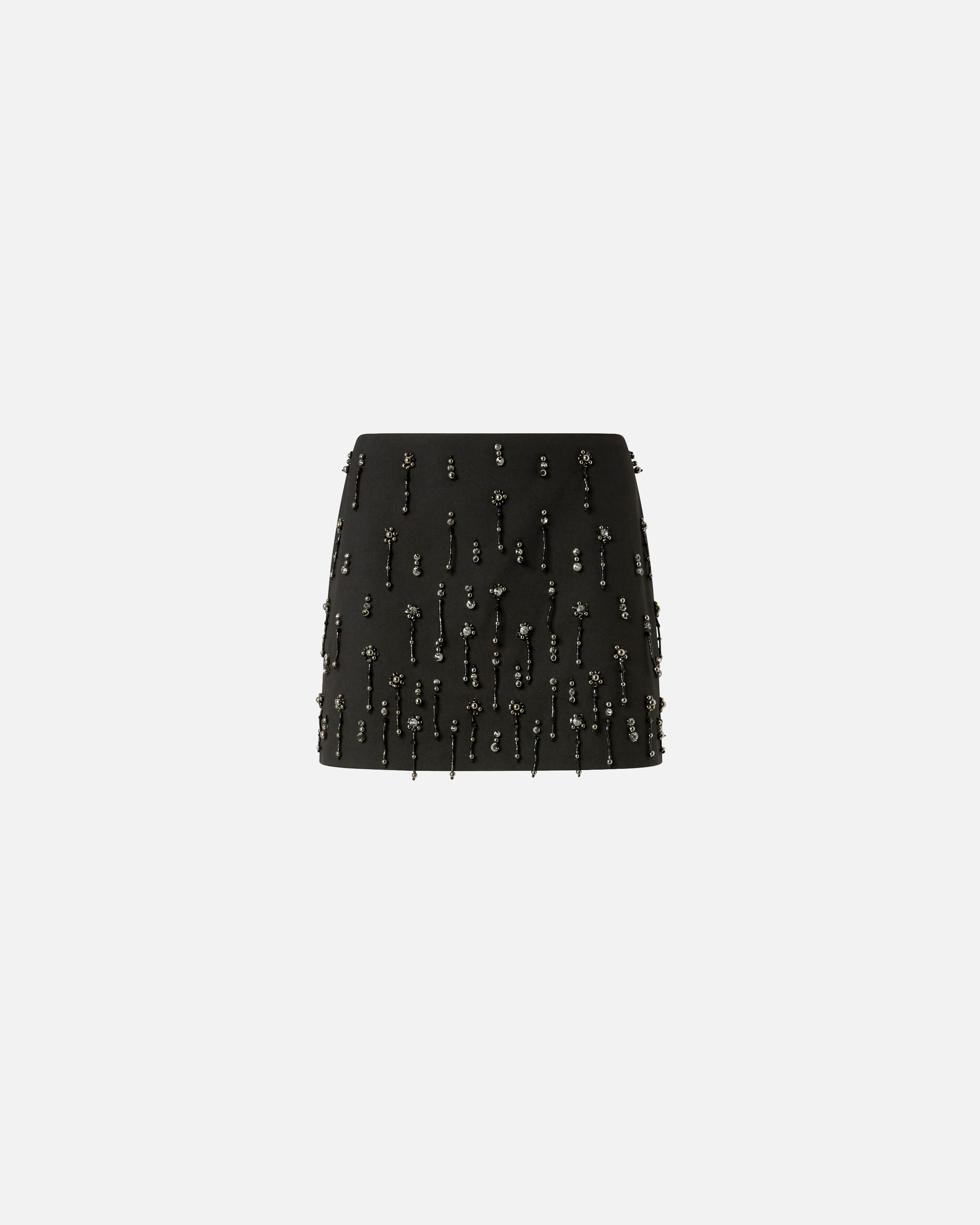 Pinko Crystal And Pearl Miniskirt In Black