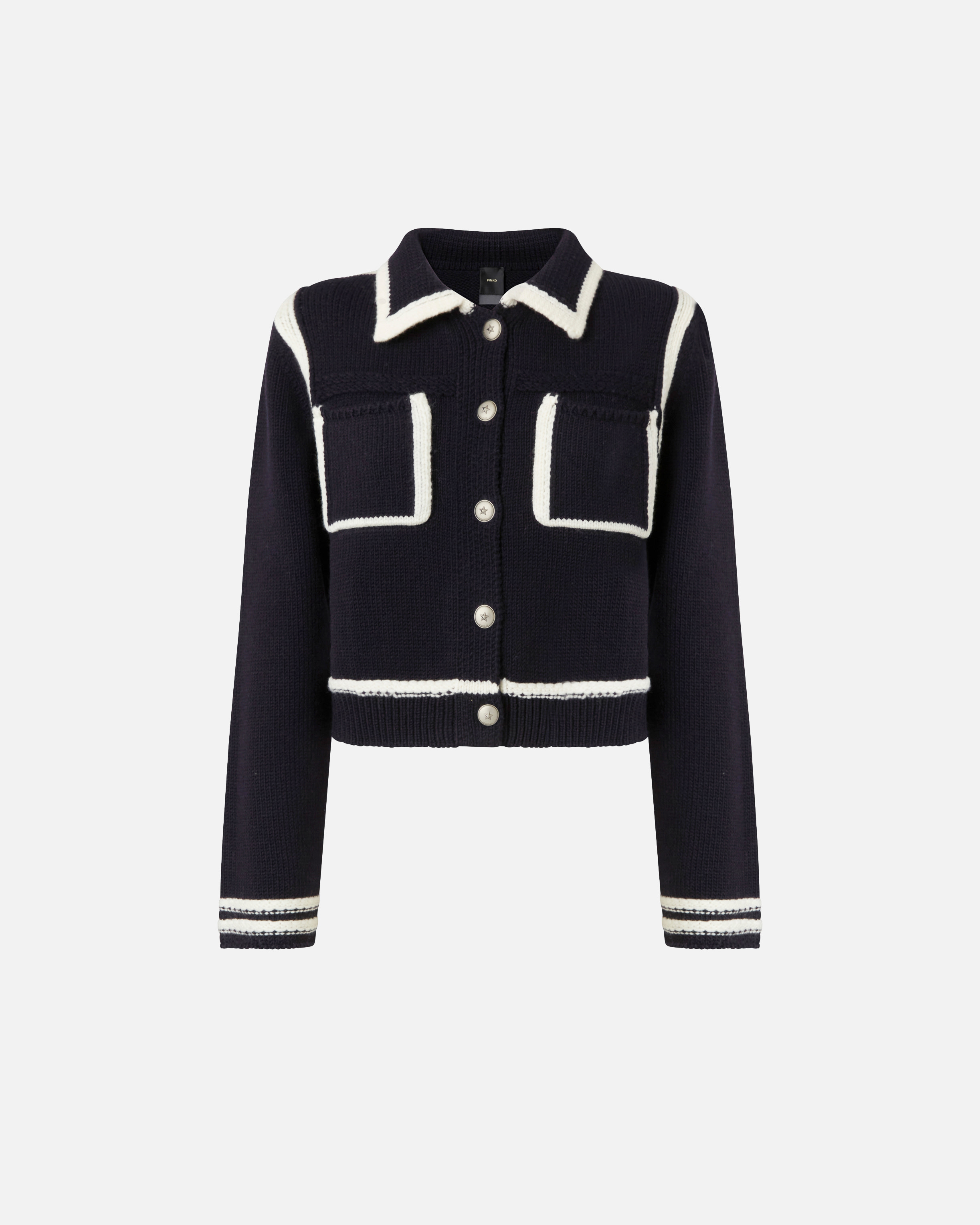Pinko Sulcis Wool Collared Cardigan Sweater In Multi