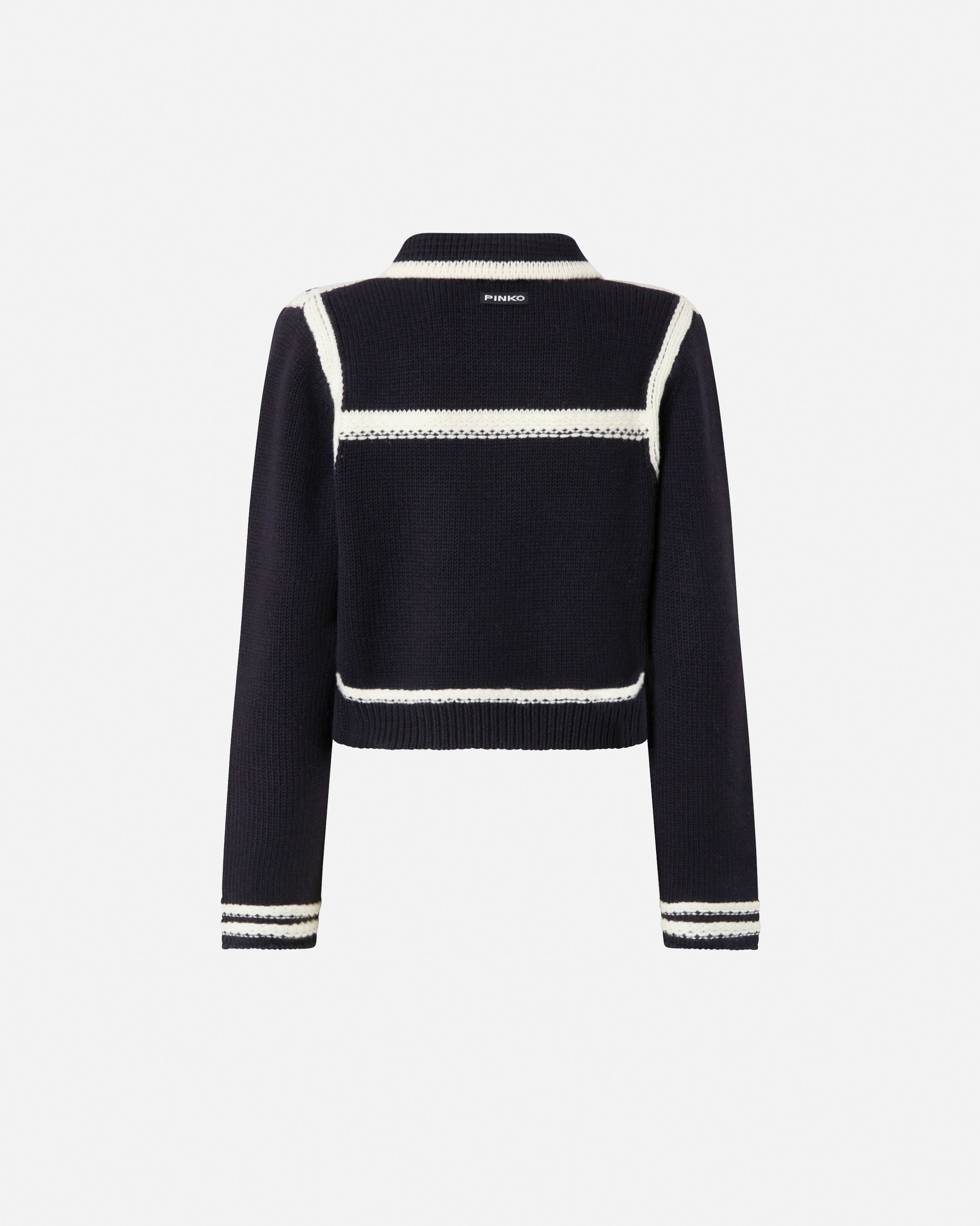 Pinko Sulcis Wool Collared Cardigan Sweater In Multi