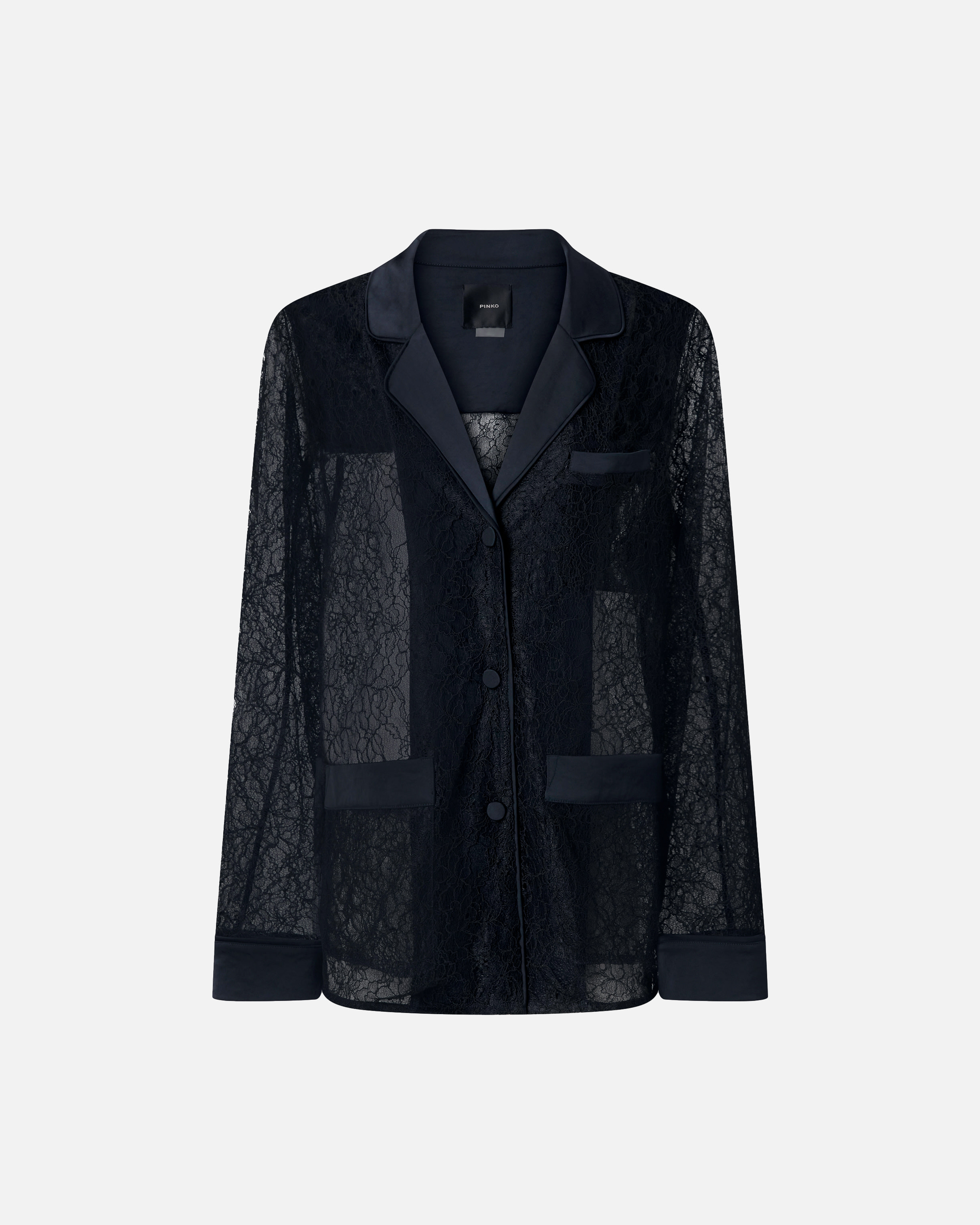 Pinko Lace And Satin Jacket In Black