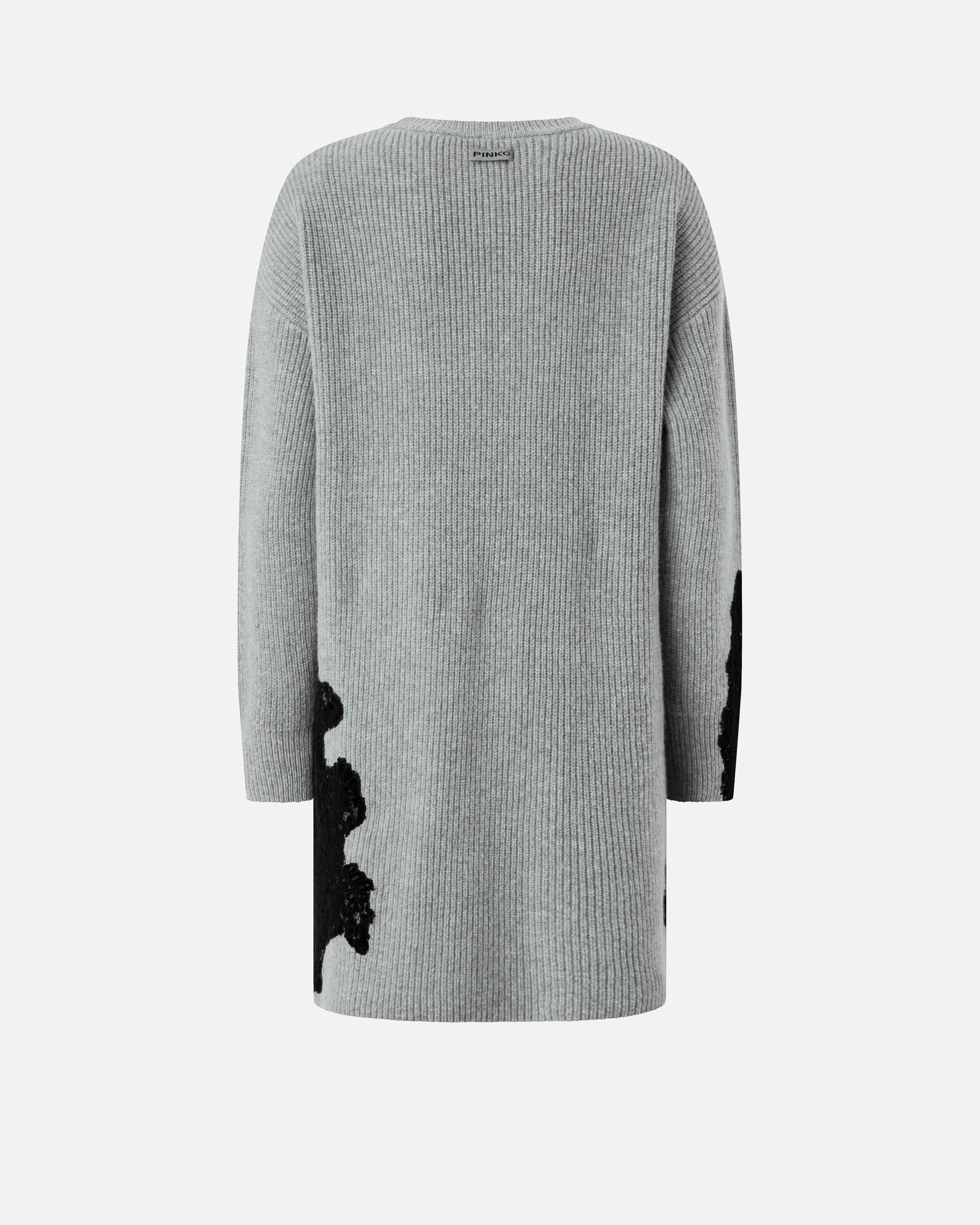 Pinko Stretch Wool Blend Dress With Lace In Gray