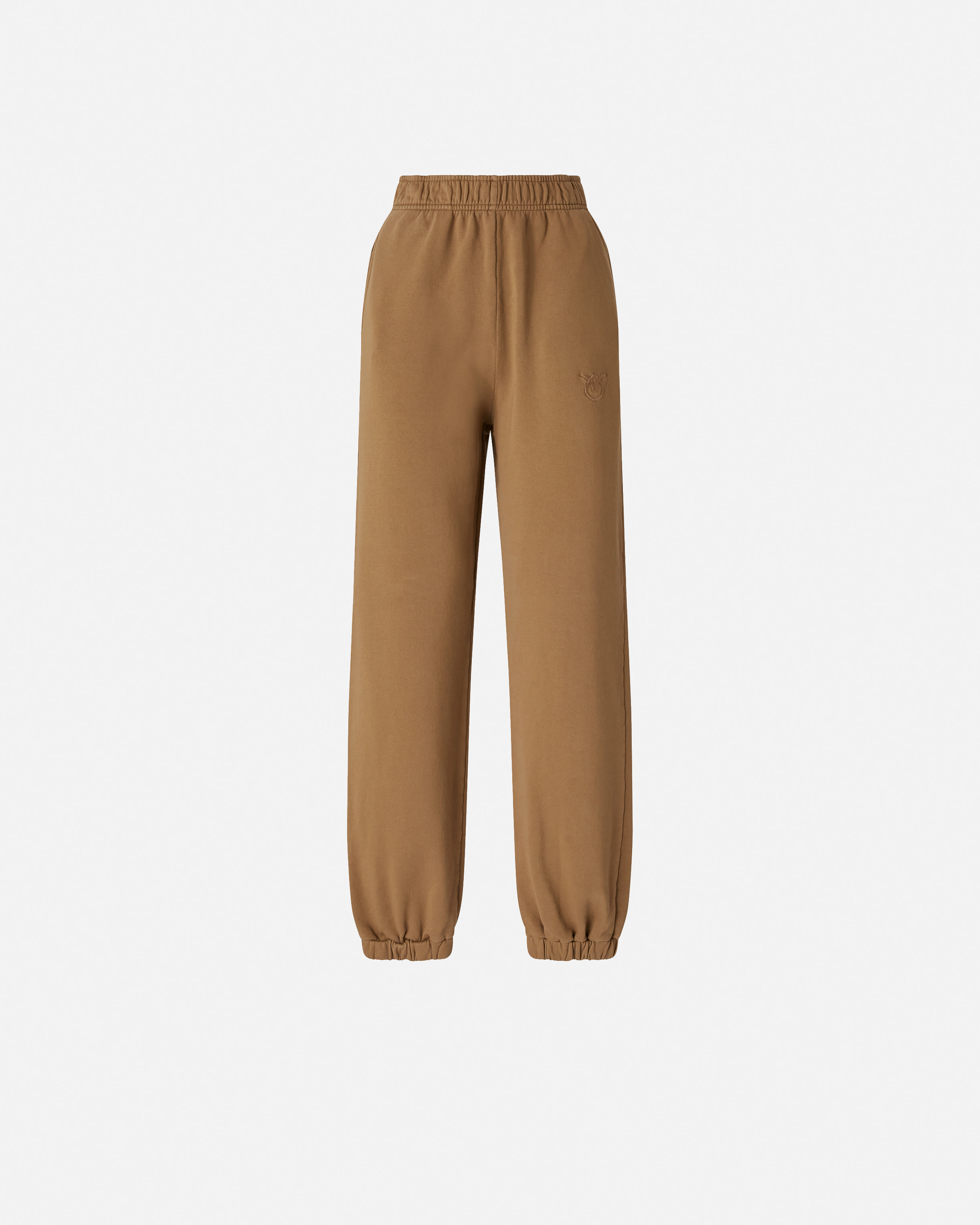 Pinko Straight Trousers With Elastic Cuffs And Waistband In Brown