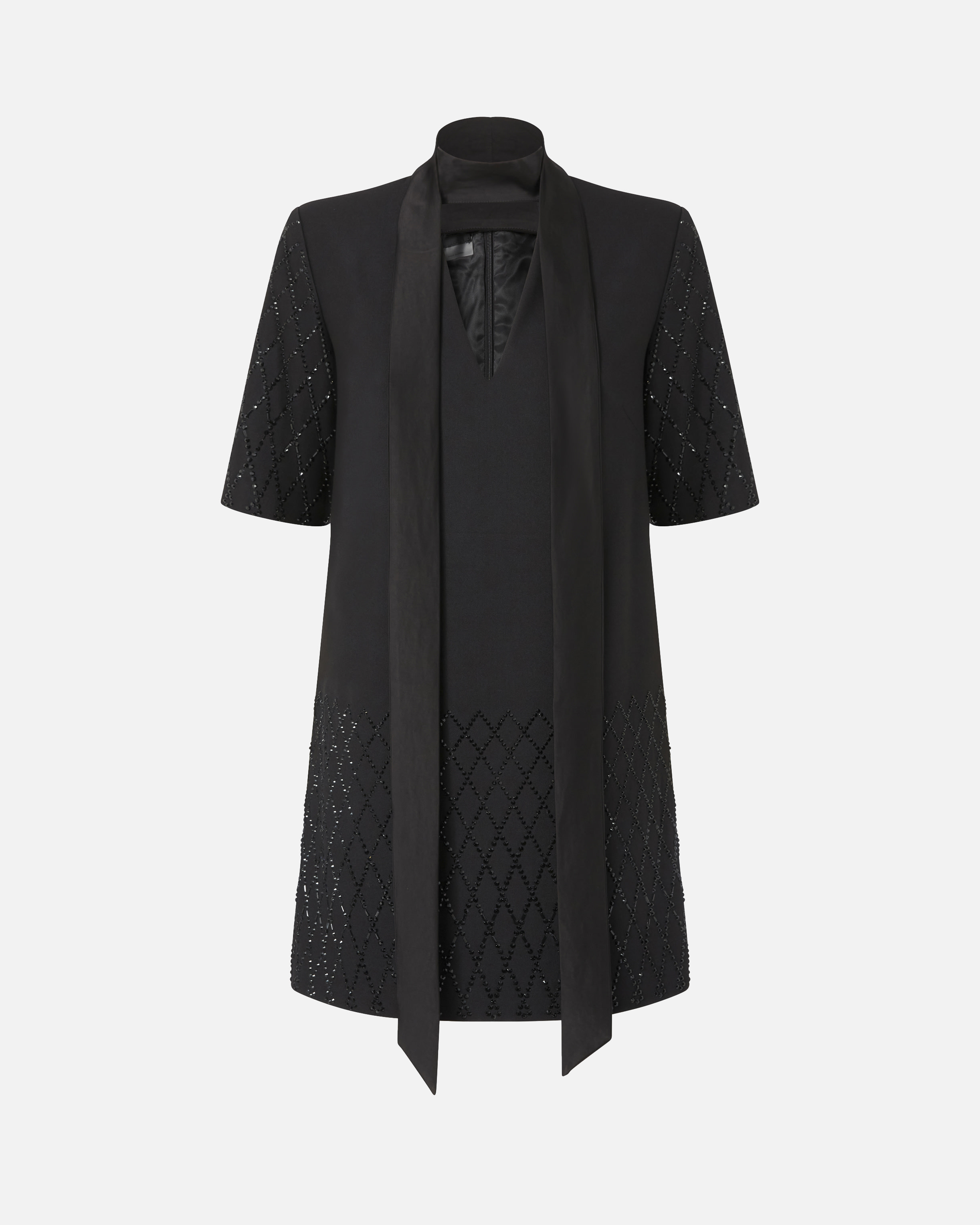 Pinko Lipogramma Short Dress With Rhinestones In Black