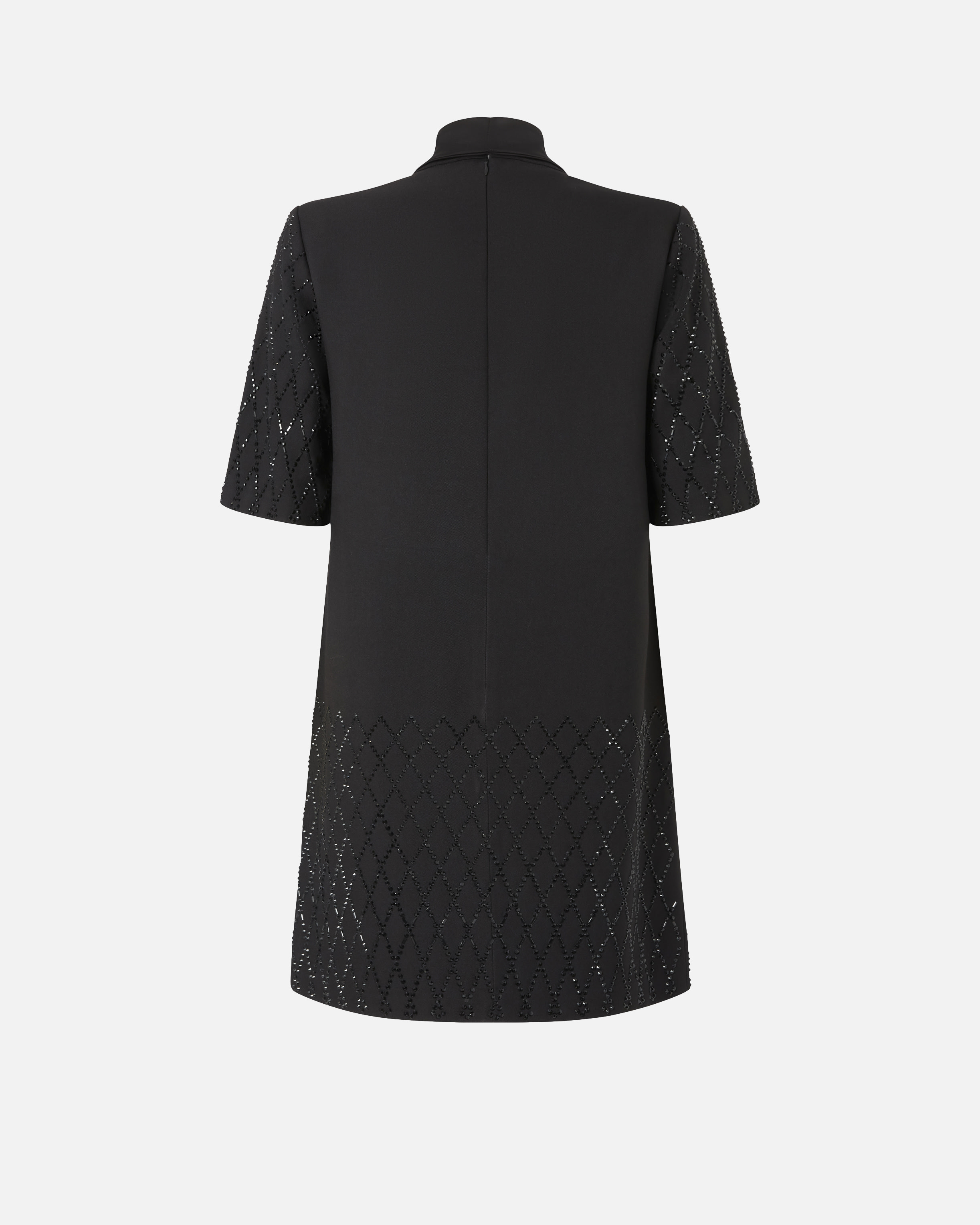 Pinko Lipogramma Short Dress With Rhinestones In Black