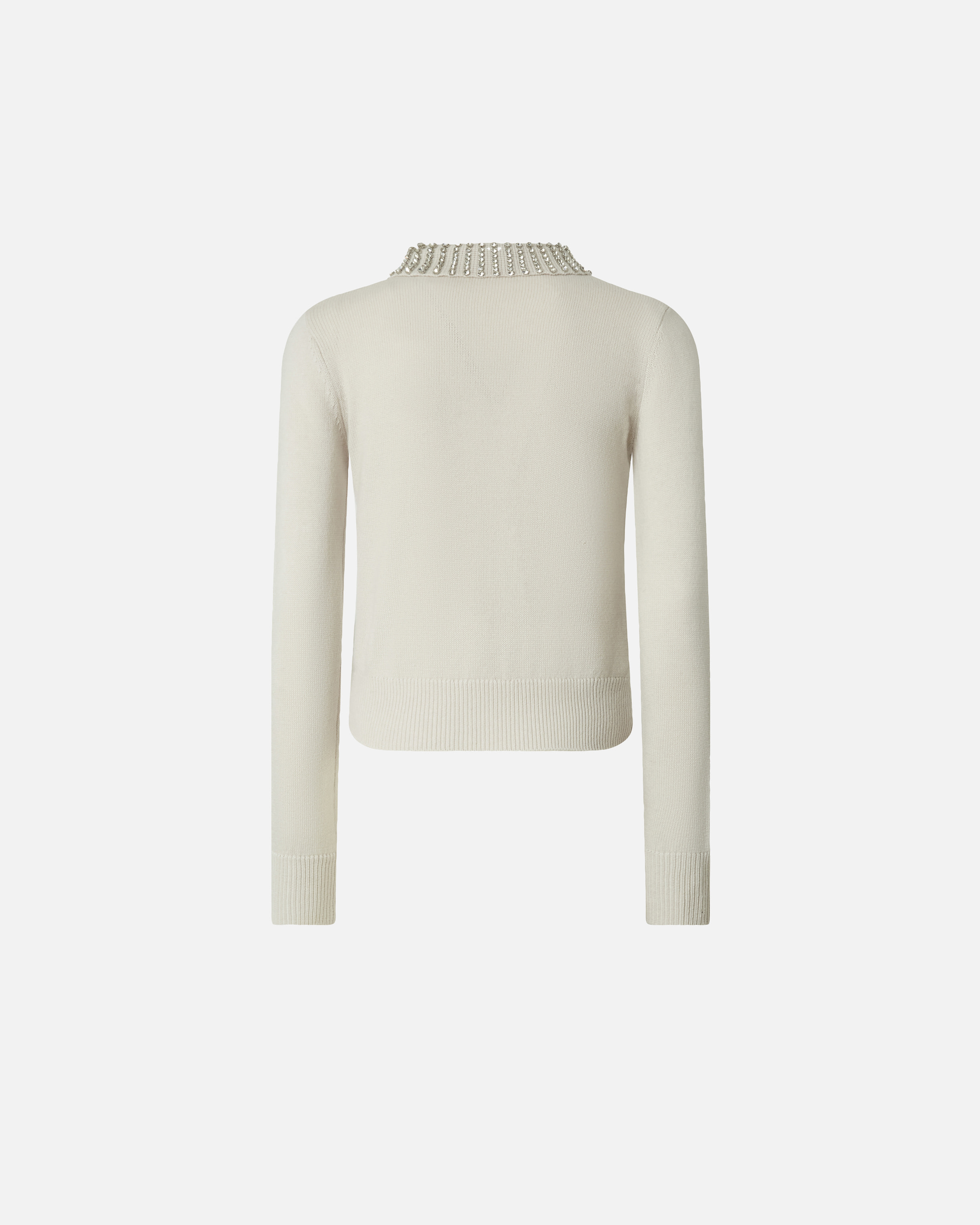 Pinko Sweater With Collar And Rhinestones In Silver