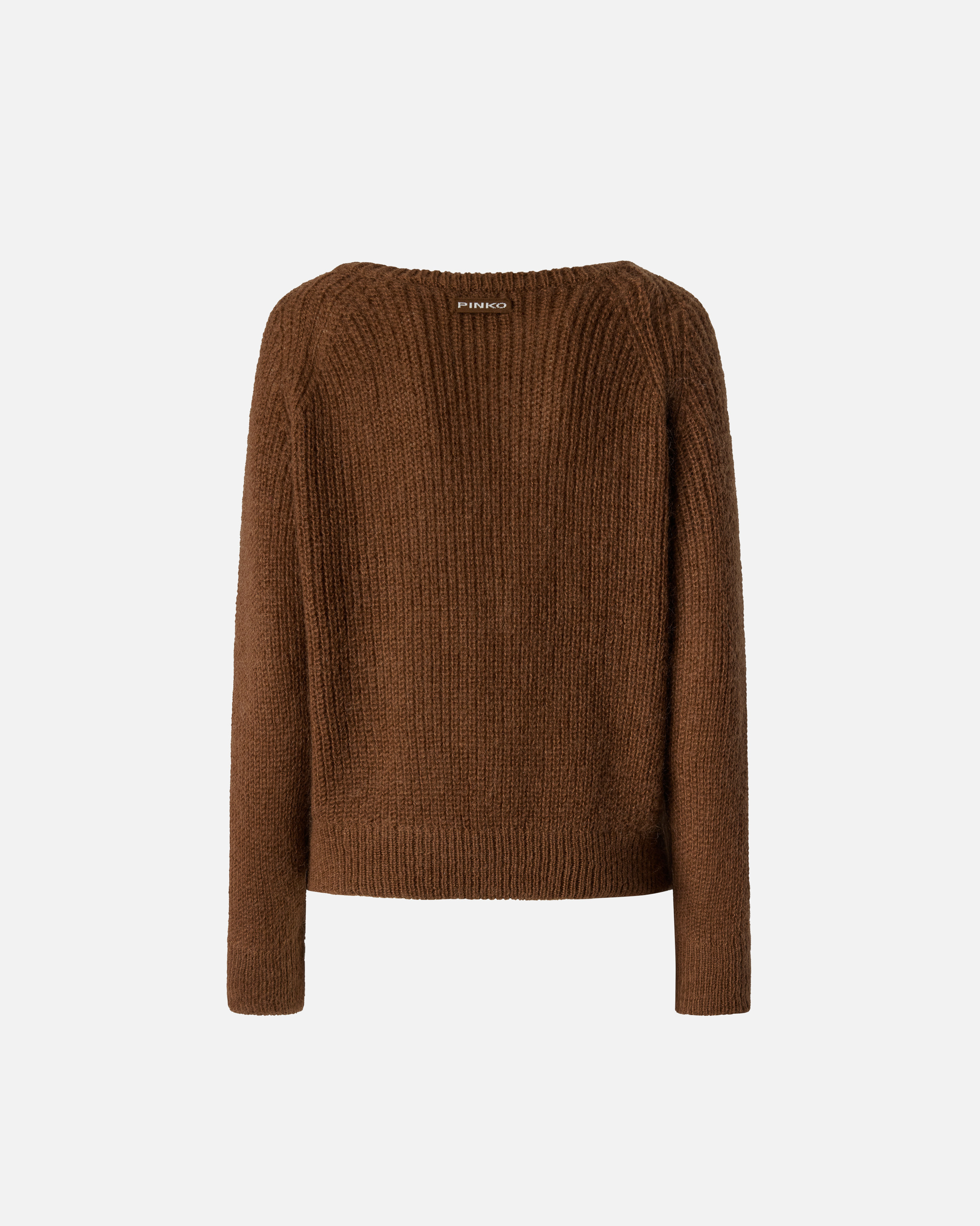 Pinko Crew-neck Long-sleeve Sweater In Brown