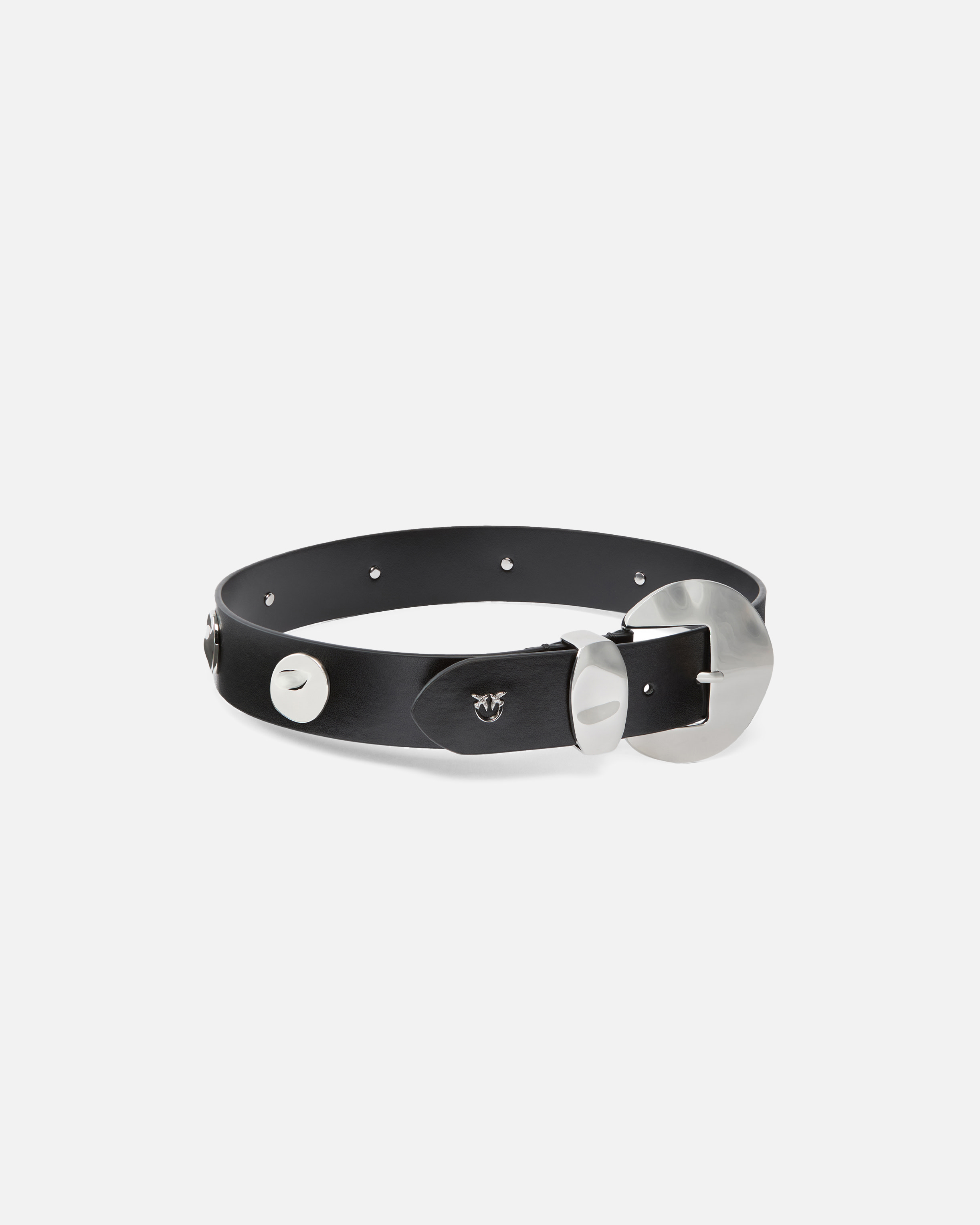 Pinko 4-cm Belt With Studs And Love Birds Logo In Black