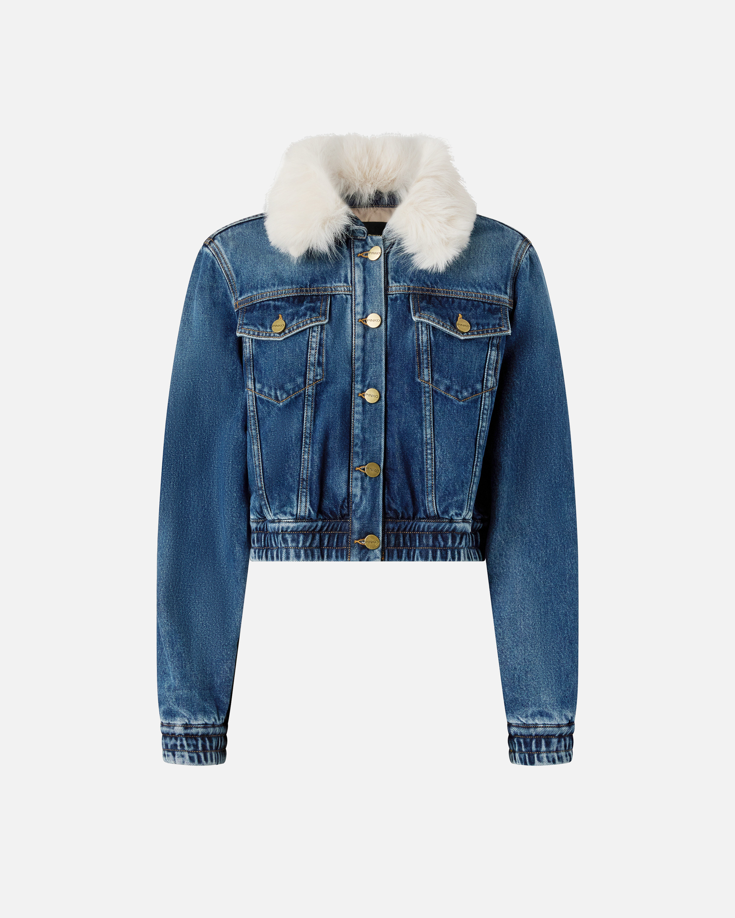 Trucker-Jeansjacke mit weichem Kragen - Blau - large