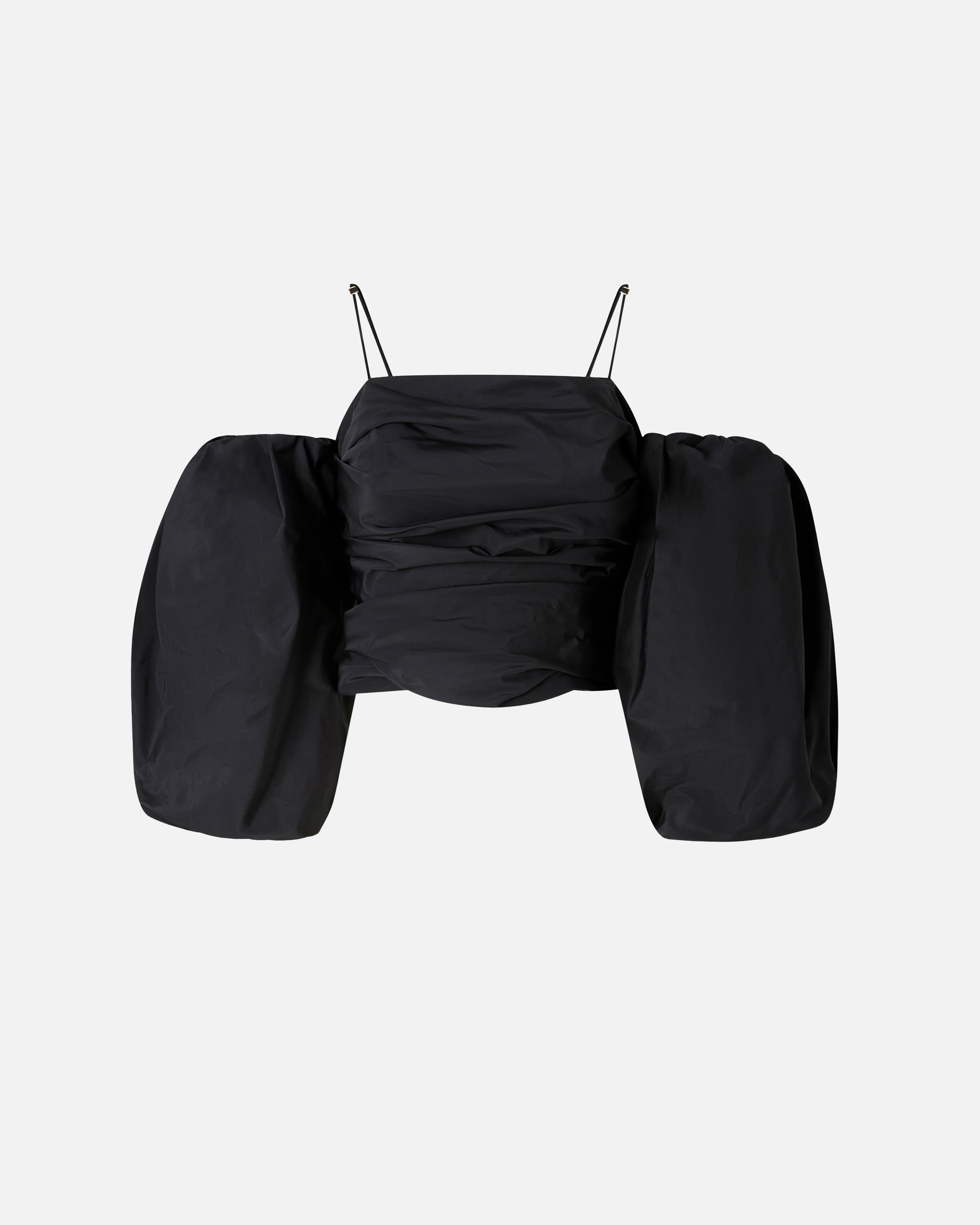Pinko Crop Top With Puff Sleeves In Black