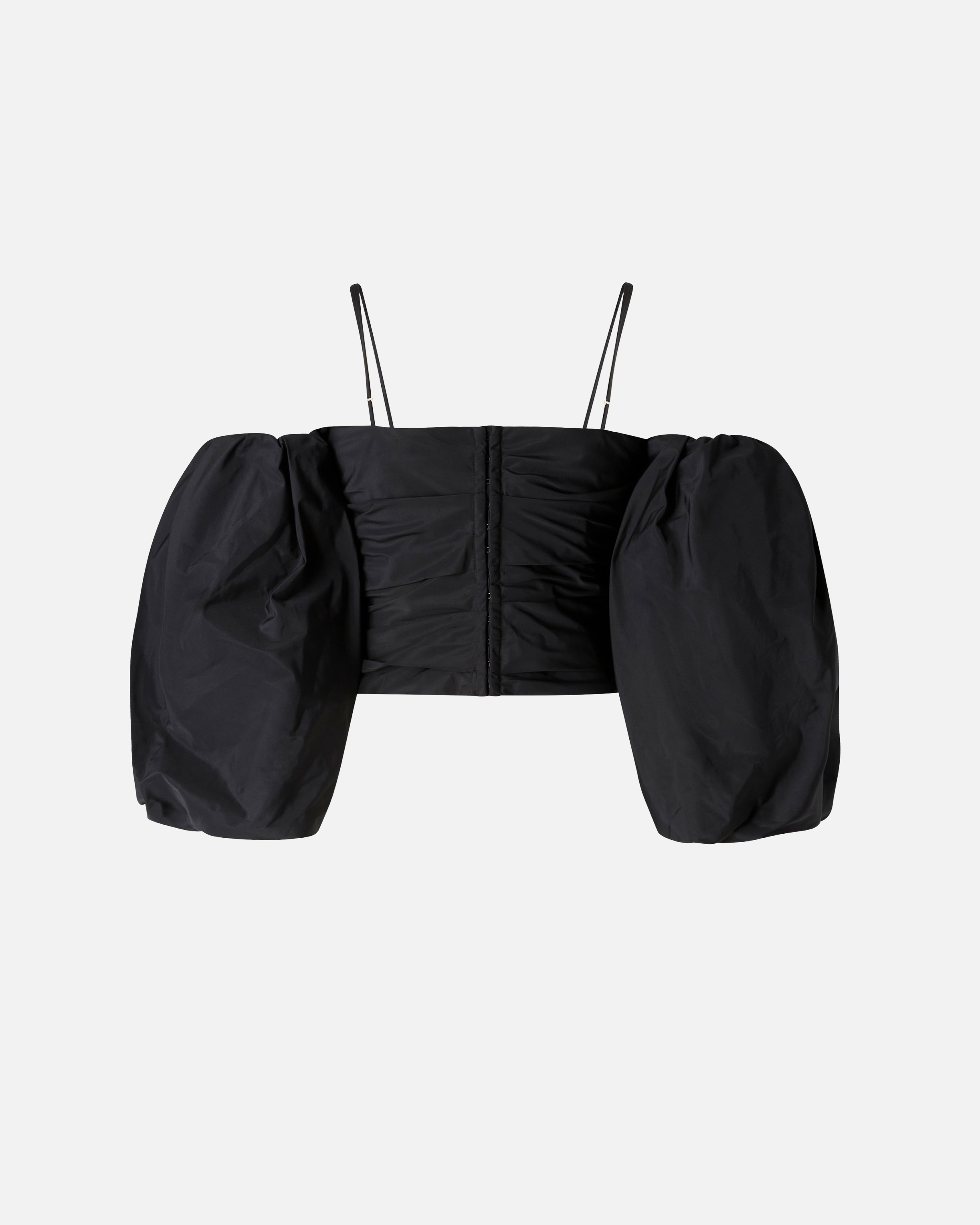 Pinko Crop Top With Puff Sleeves In Black
