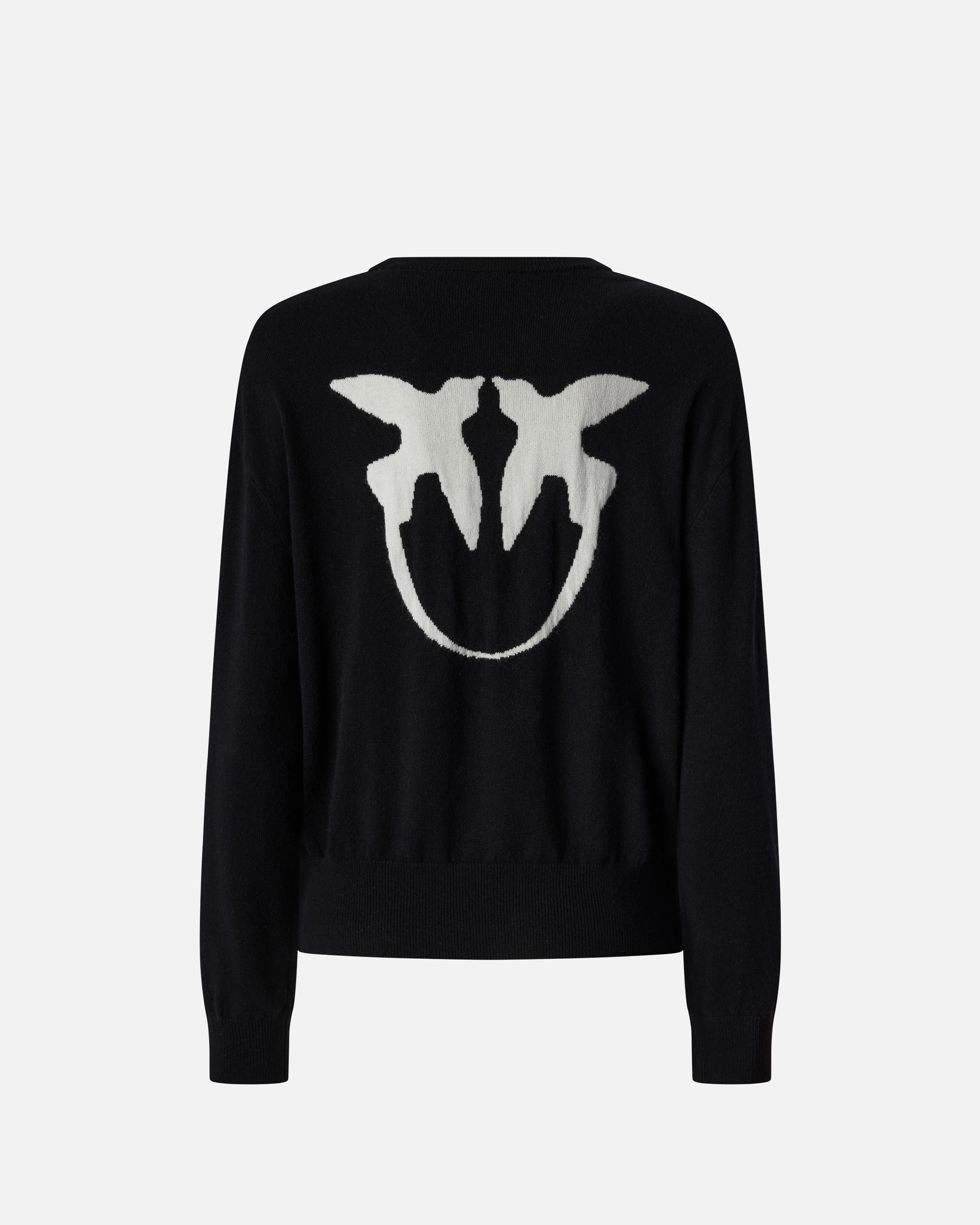 Pinko Love Bird Motif Black Sweater With Round Neck And Long Sleeves In Black