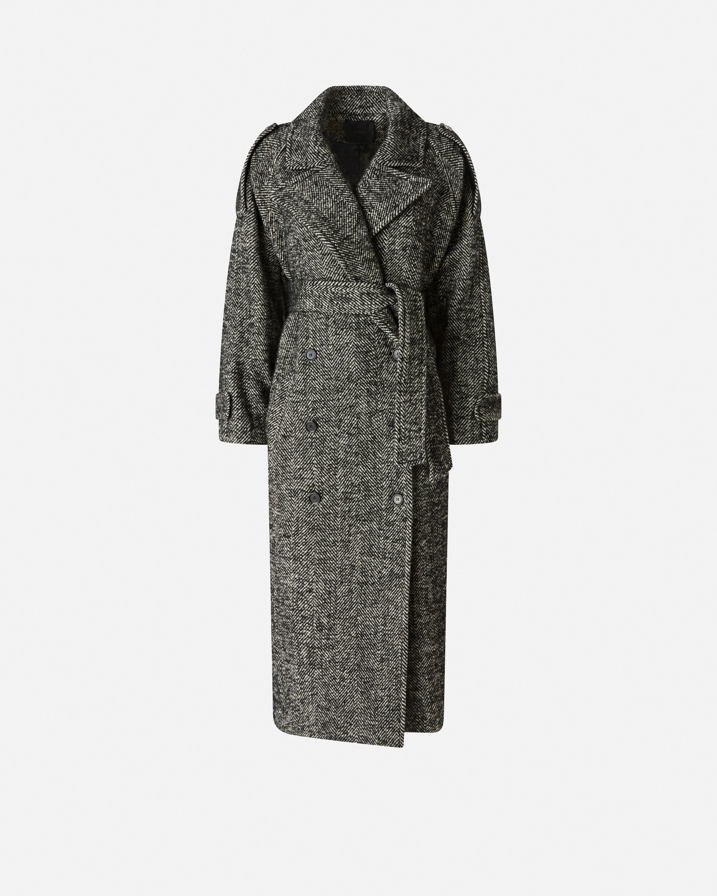 Pinko Long Herringbone Cloth Coat In Multi