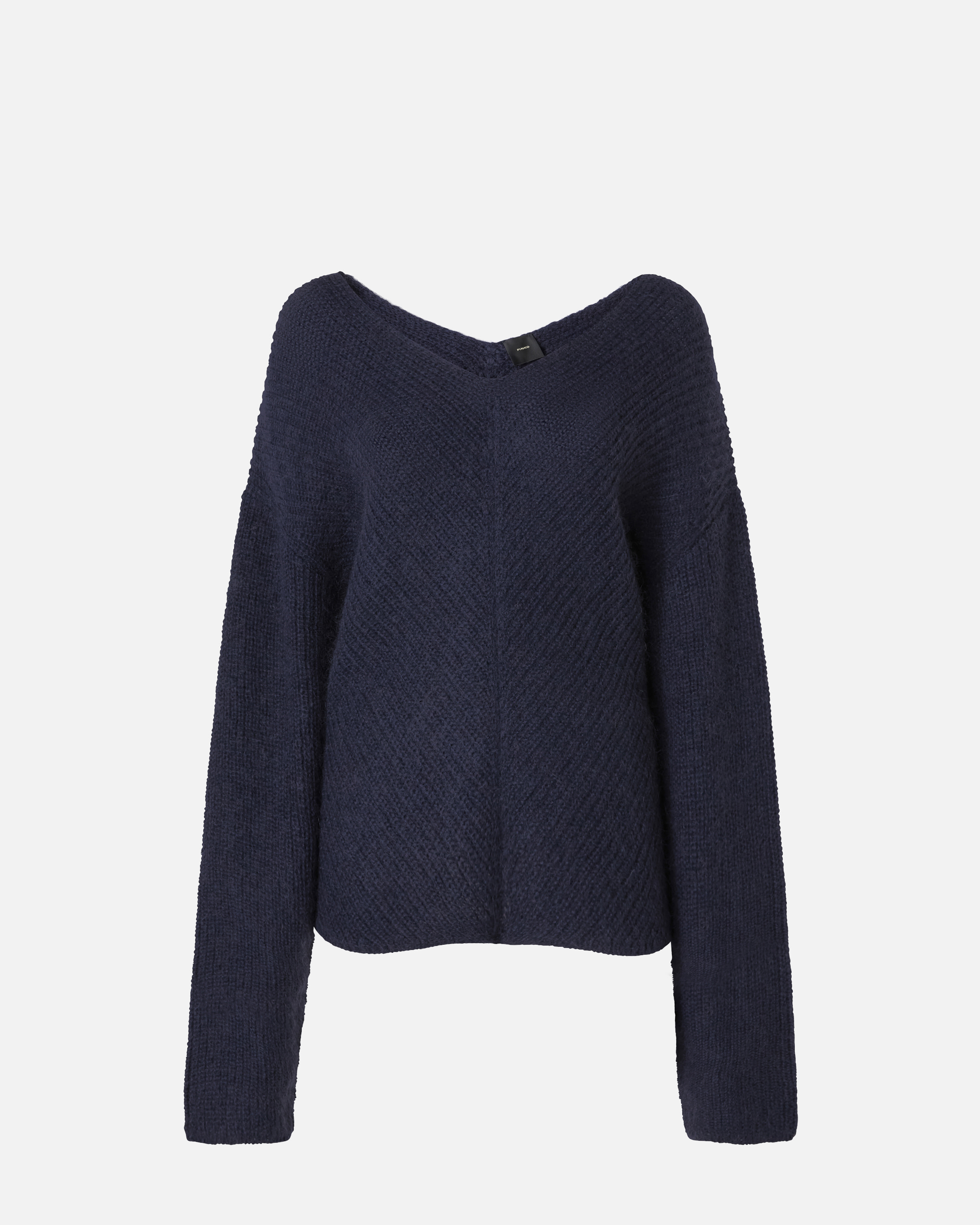 Pinko Herringbone-pattern V-neck Jumper In Blue