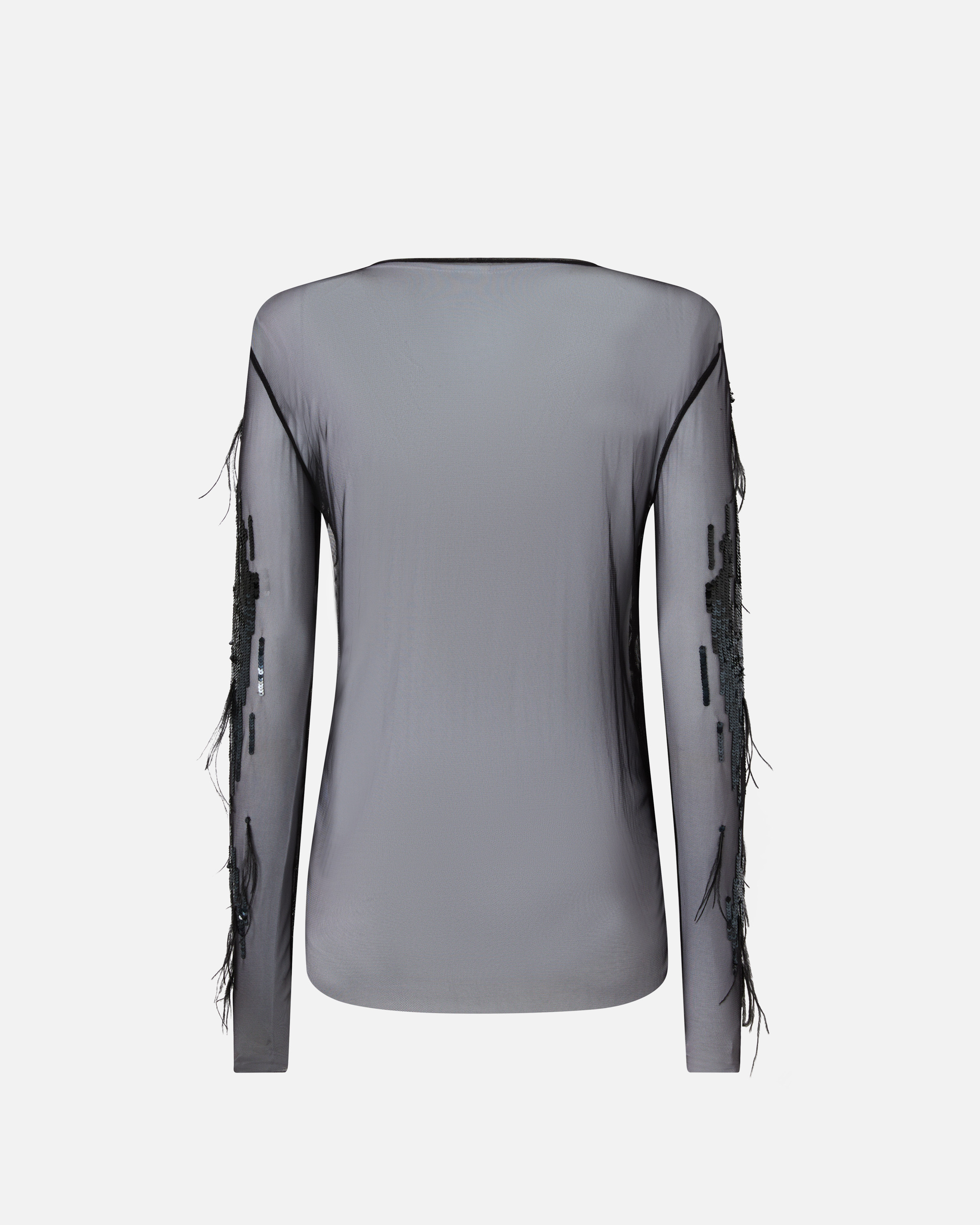 Pinko Sheer Sweater With Sequins And Feathers In Black