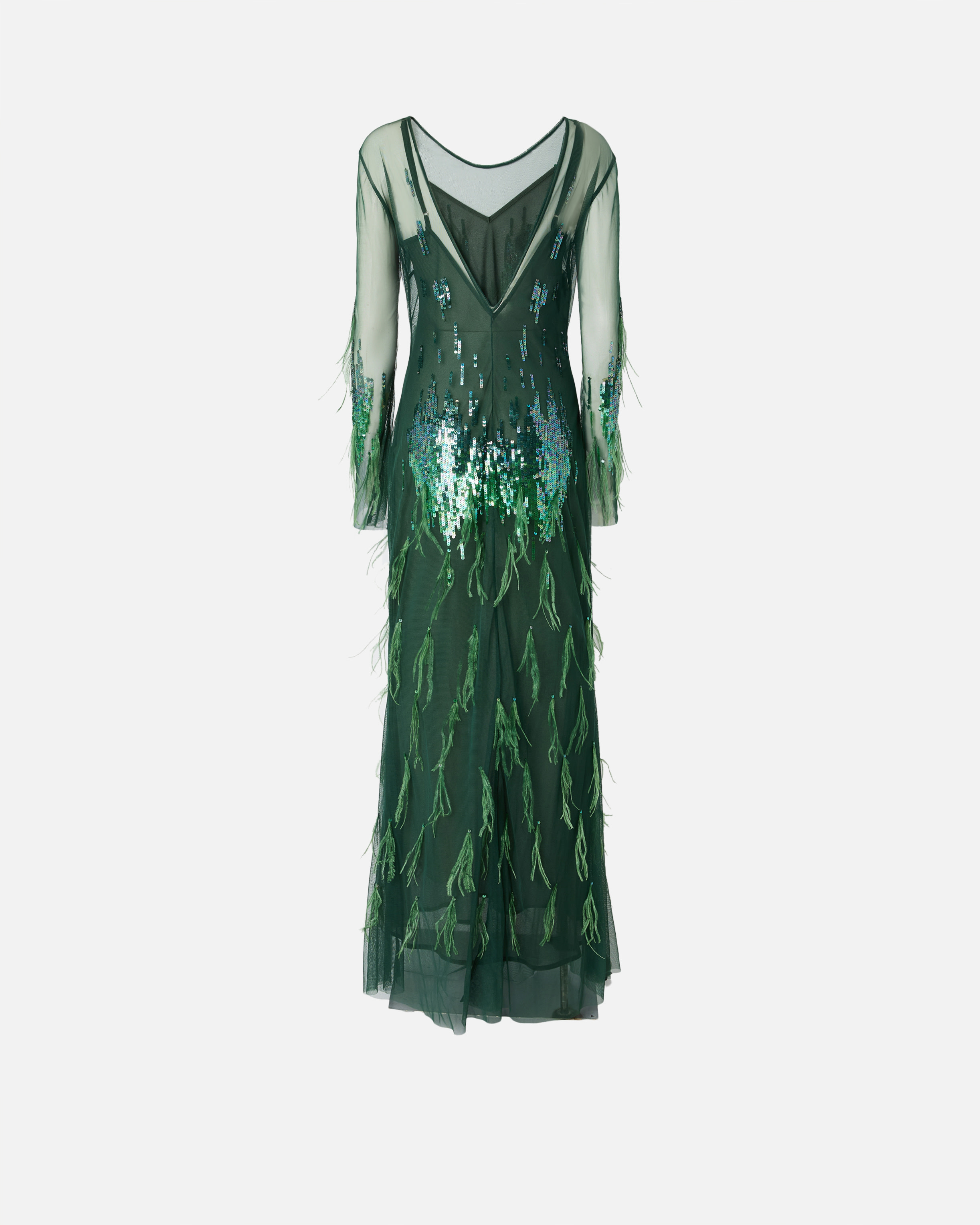 Pinko Dress With Sequins And Feathers In Multi