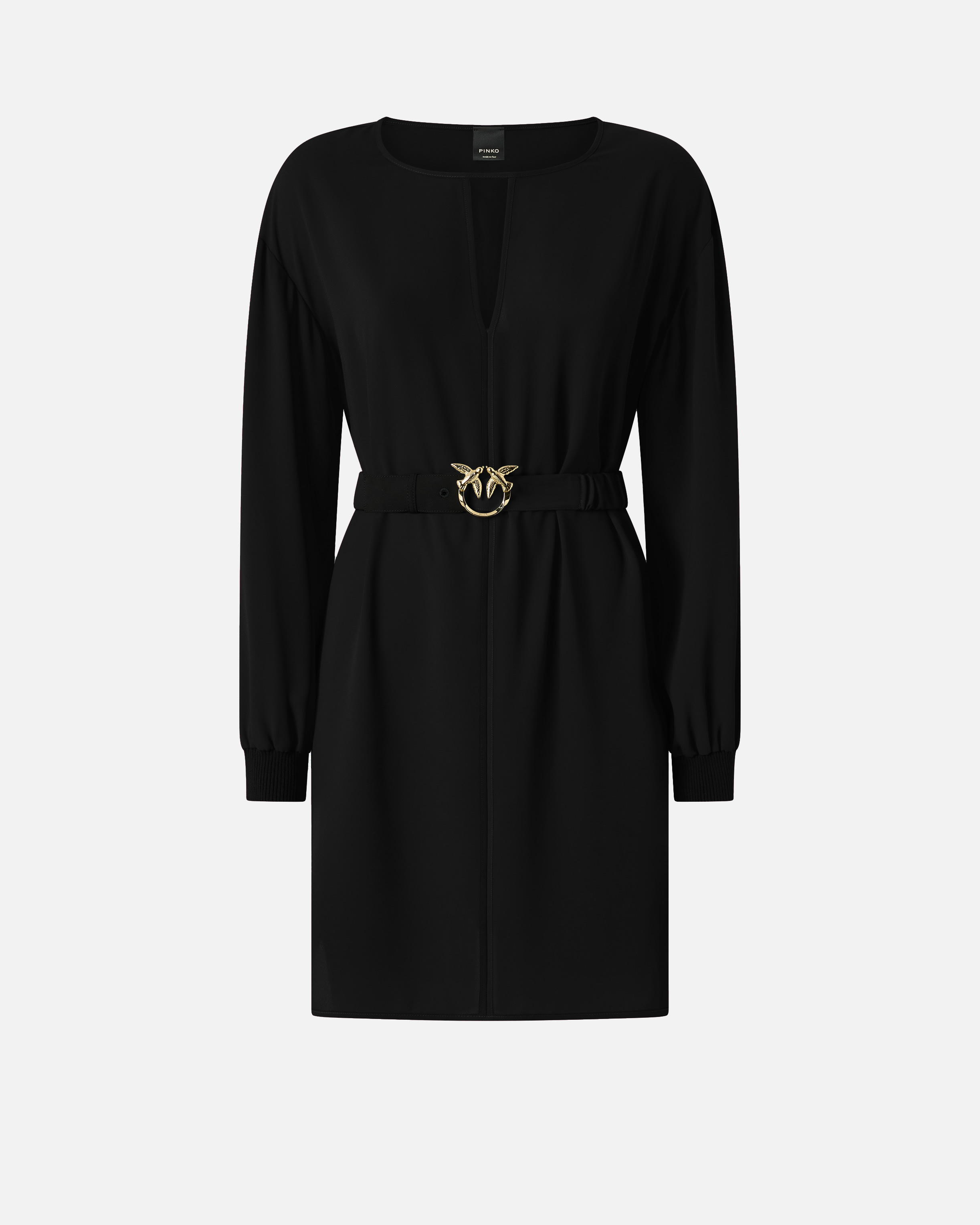 Kurzes Kleid aus technischem Crêpe - Schwarz - large