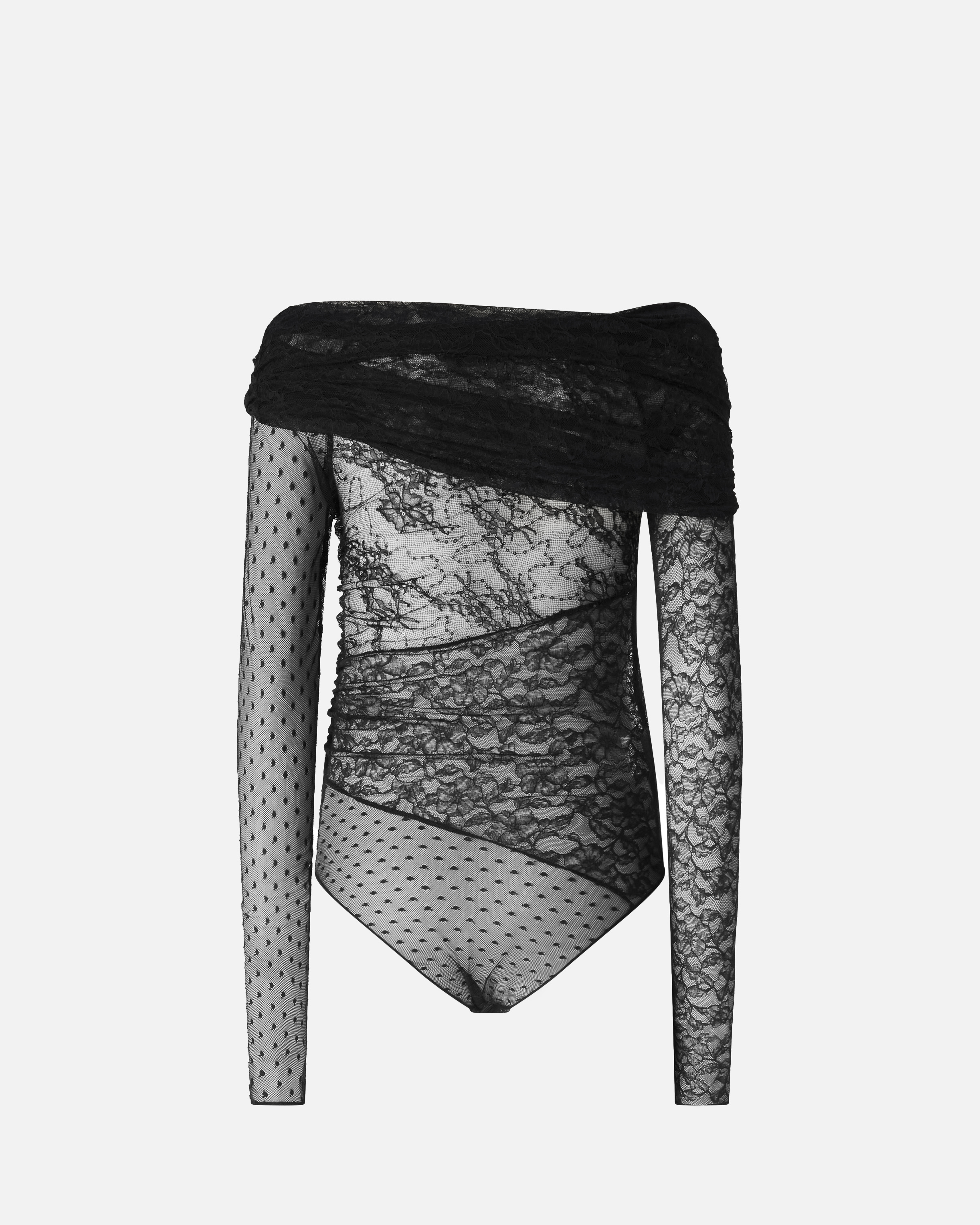 Body-Pullover aus Spitze mit Patchwork-Effekt 5