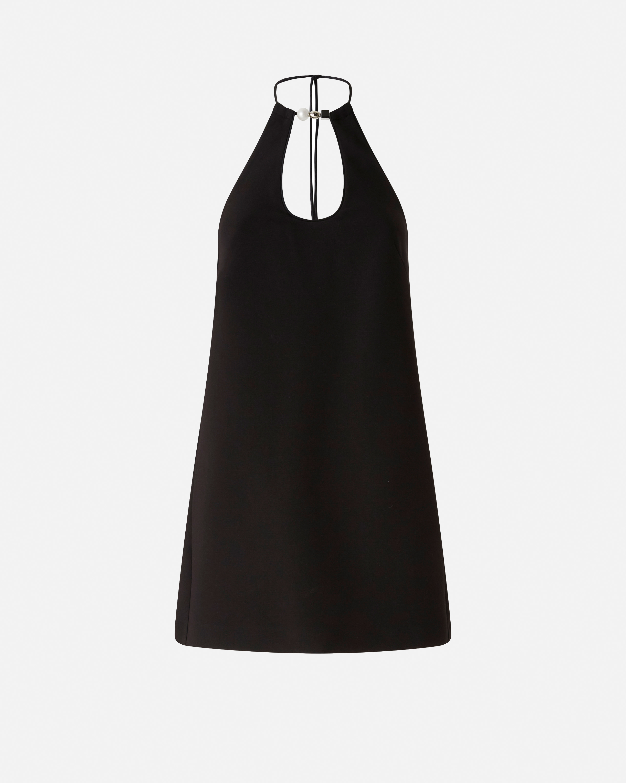 Kurzes Kleid mit Schmuckdetail - Schwarz - large