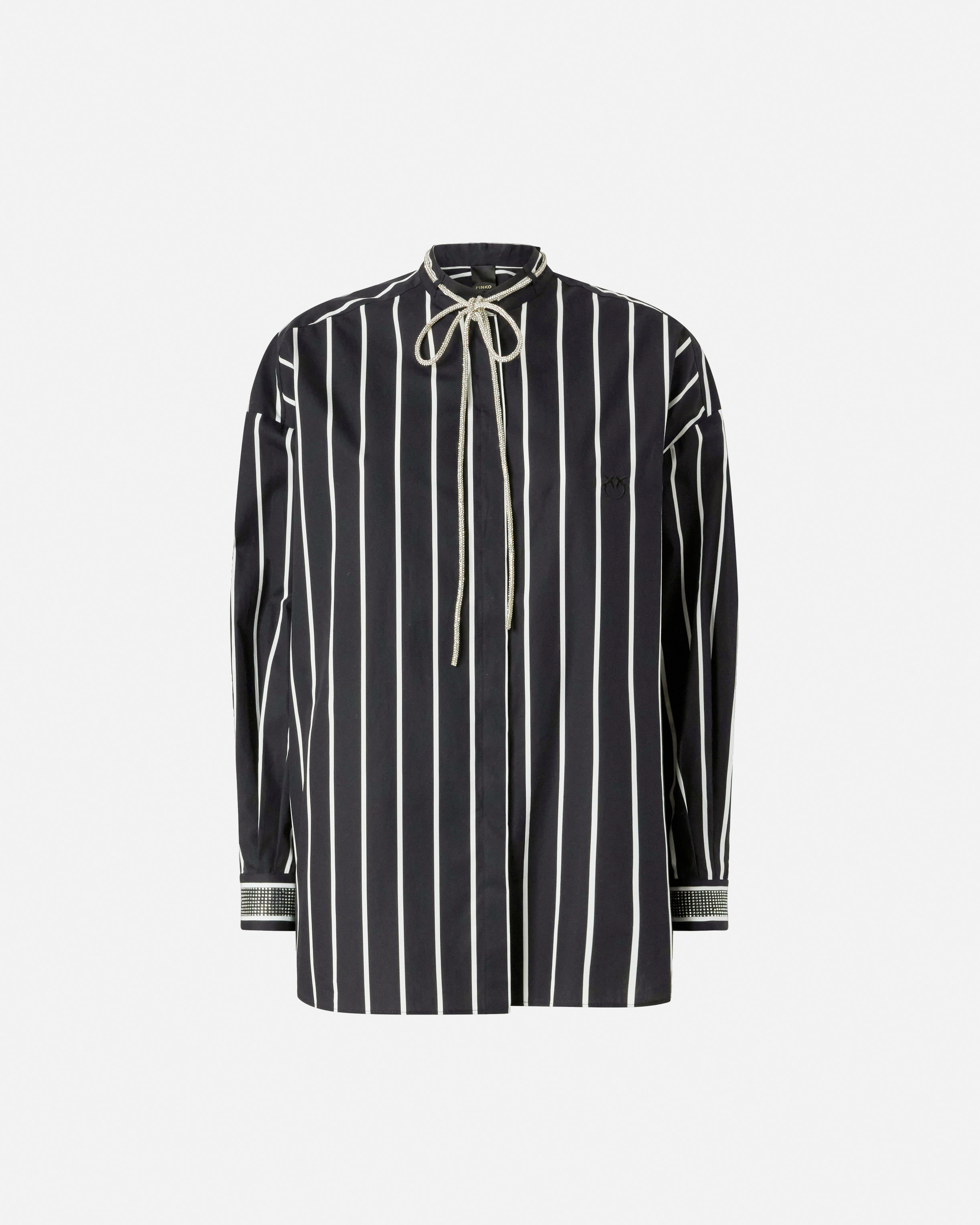 Striped shirt with shiny laces - Black, Multicolor - large