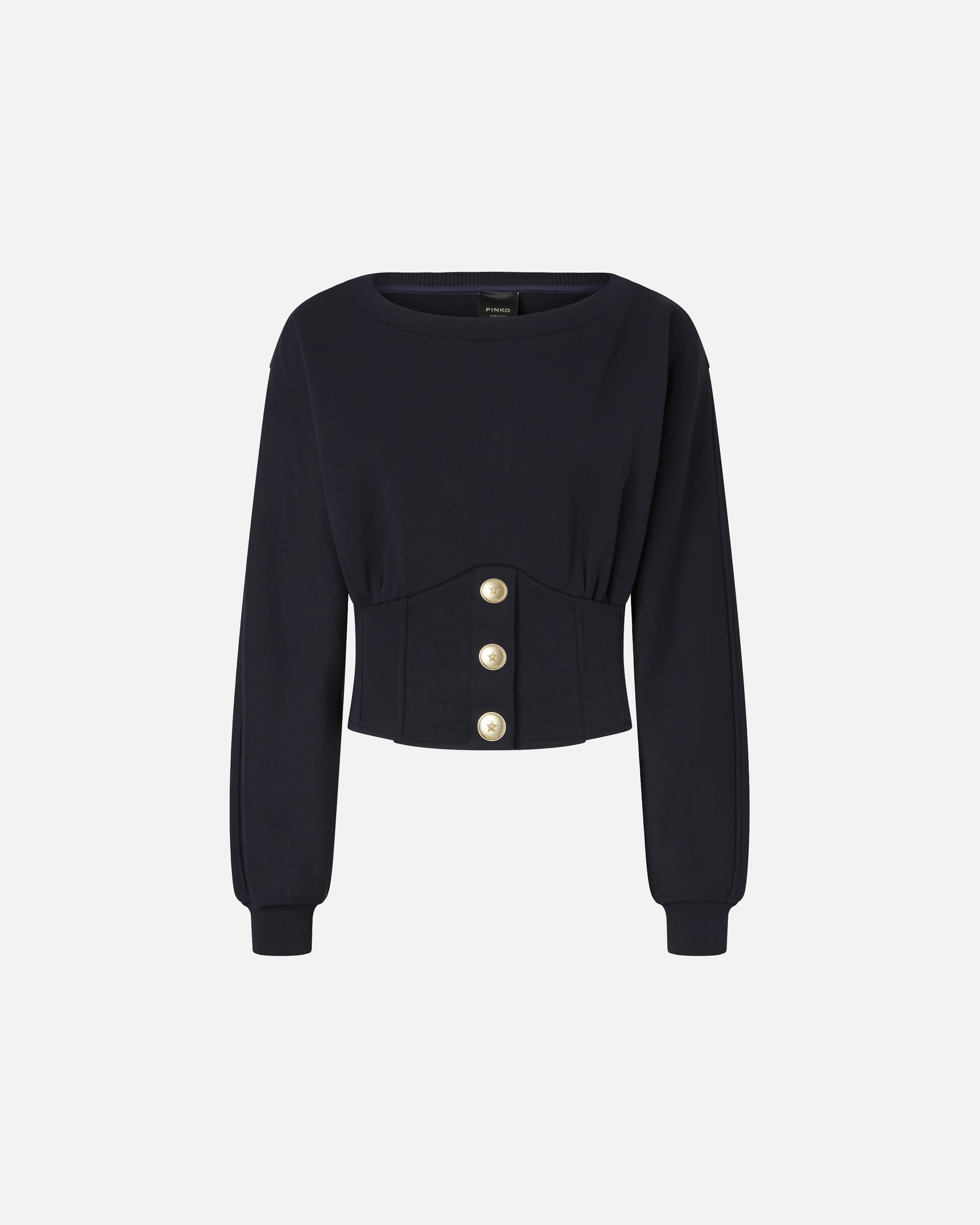 Pinko Button-detailed Fitted Sweatshirt In Blue