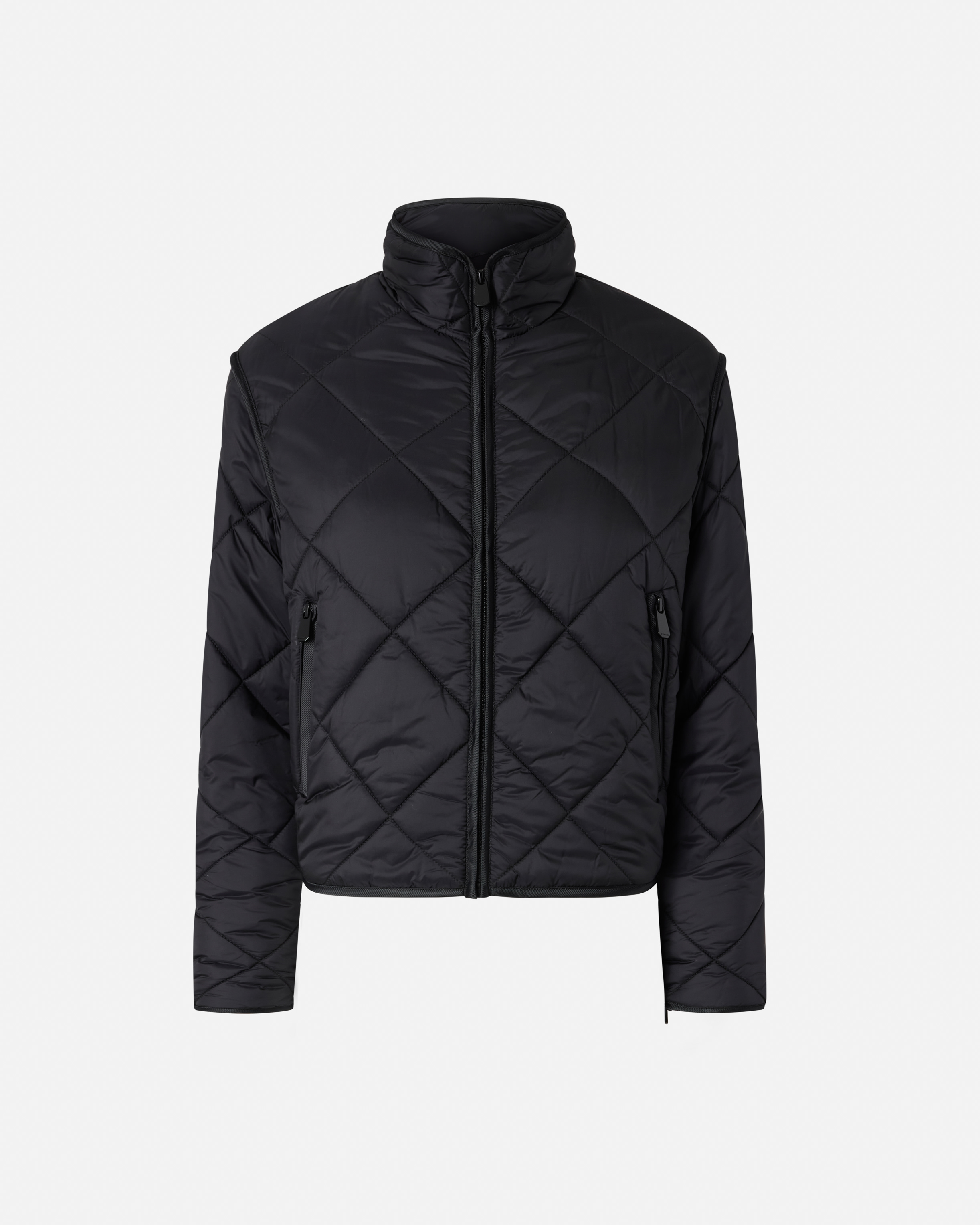 Pinko Quilted Technical Canvas Jacket In Black