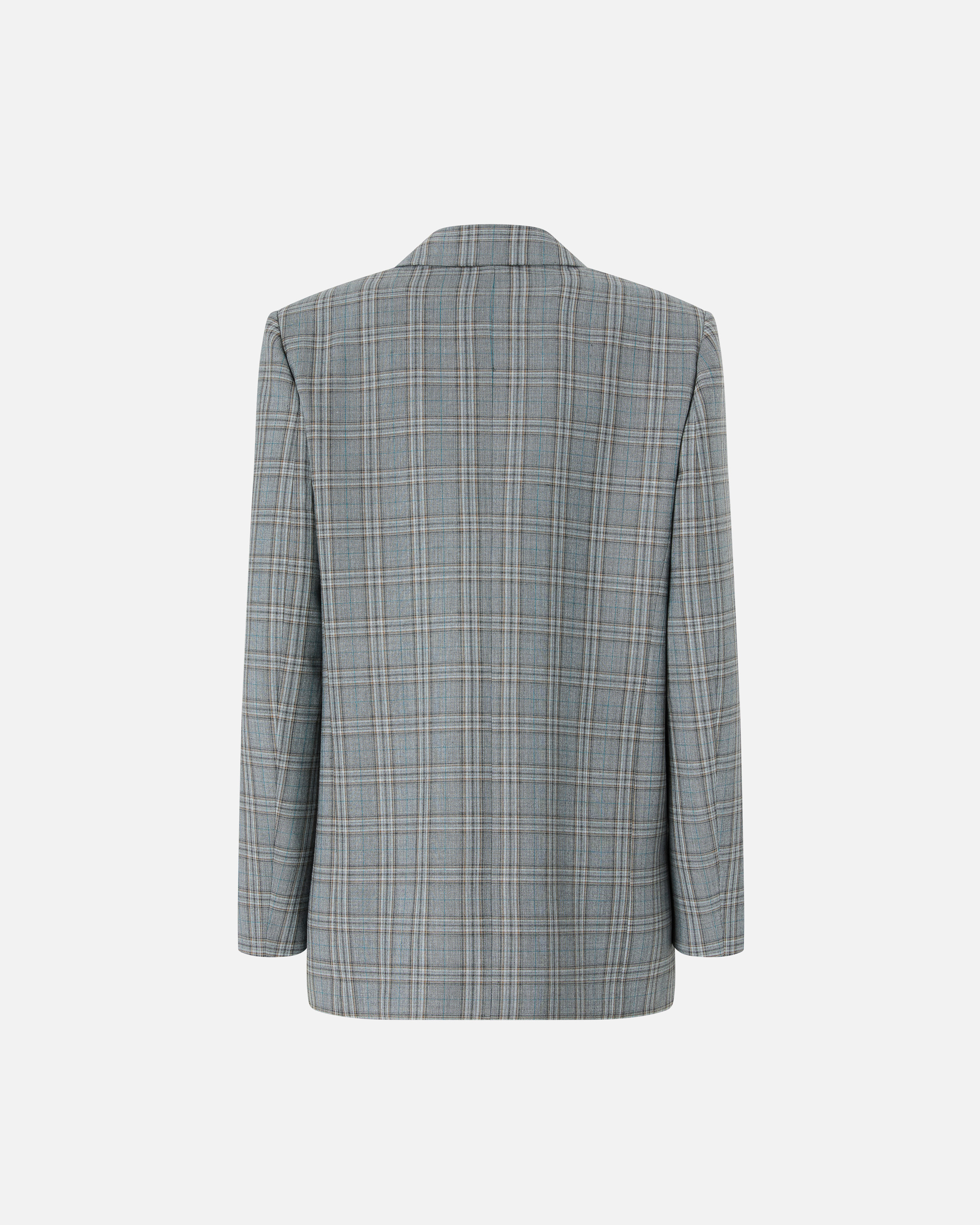 Pinko Double-breasted Check Blazer In Gray