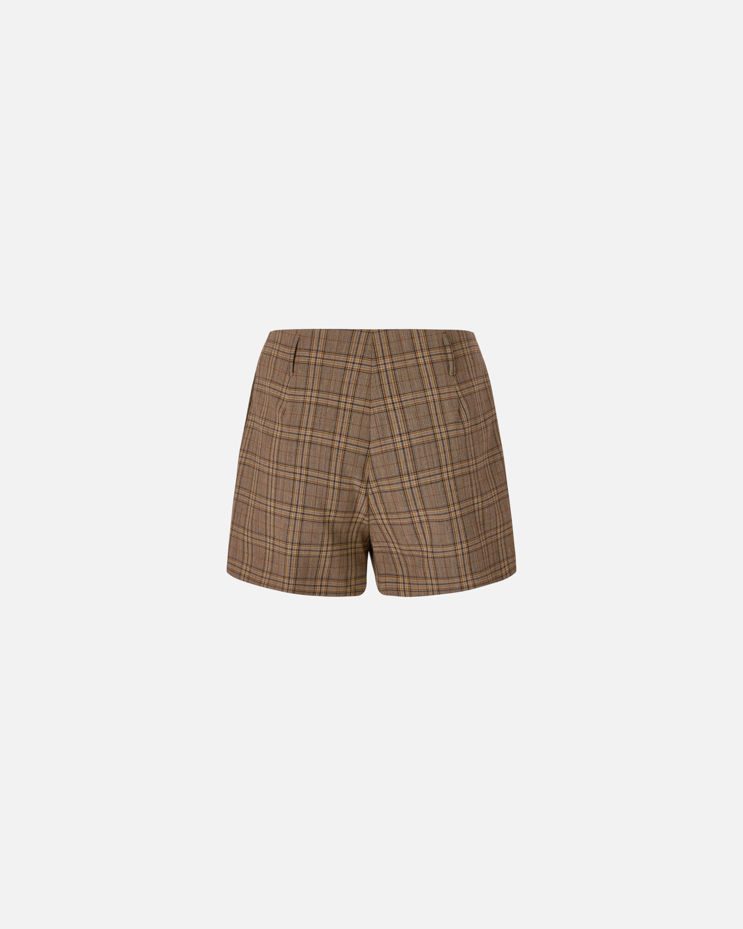 Pinko Wide Shorts With Checked Pattern In Brown Camel