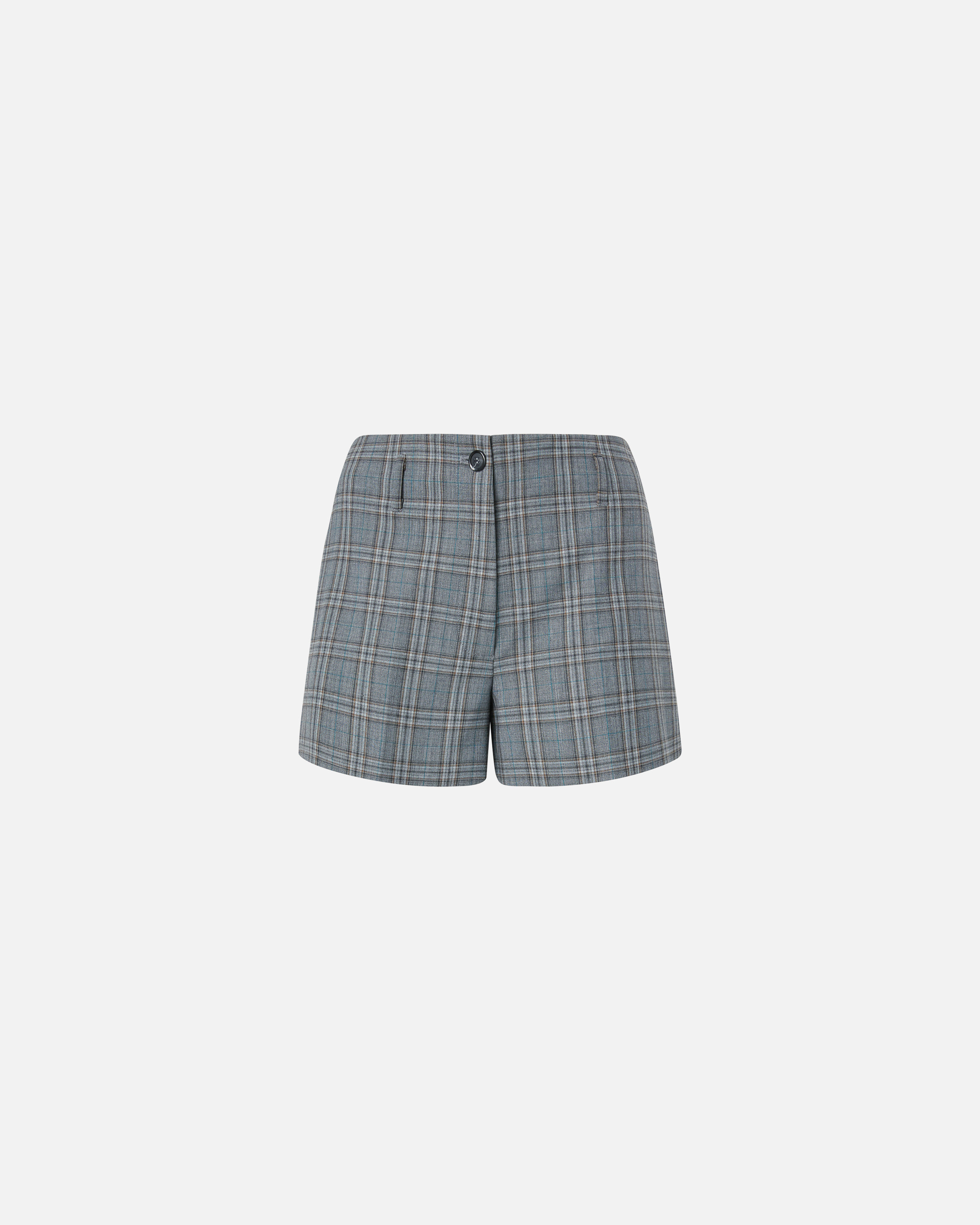 Pinko Wide Shorts With Checked Pattern In Dark Grey/grey