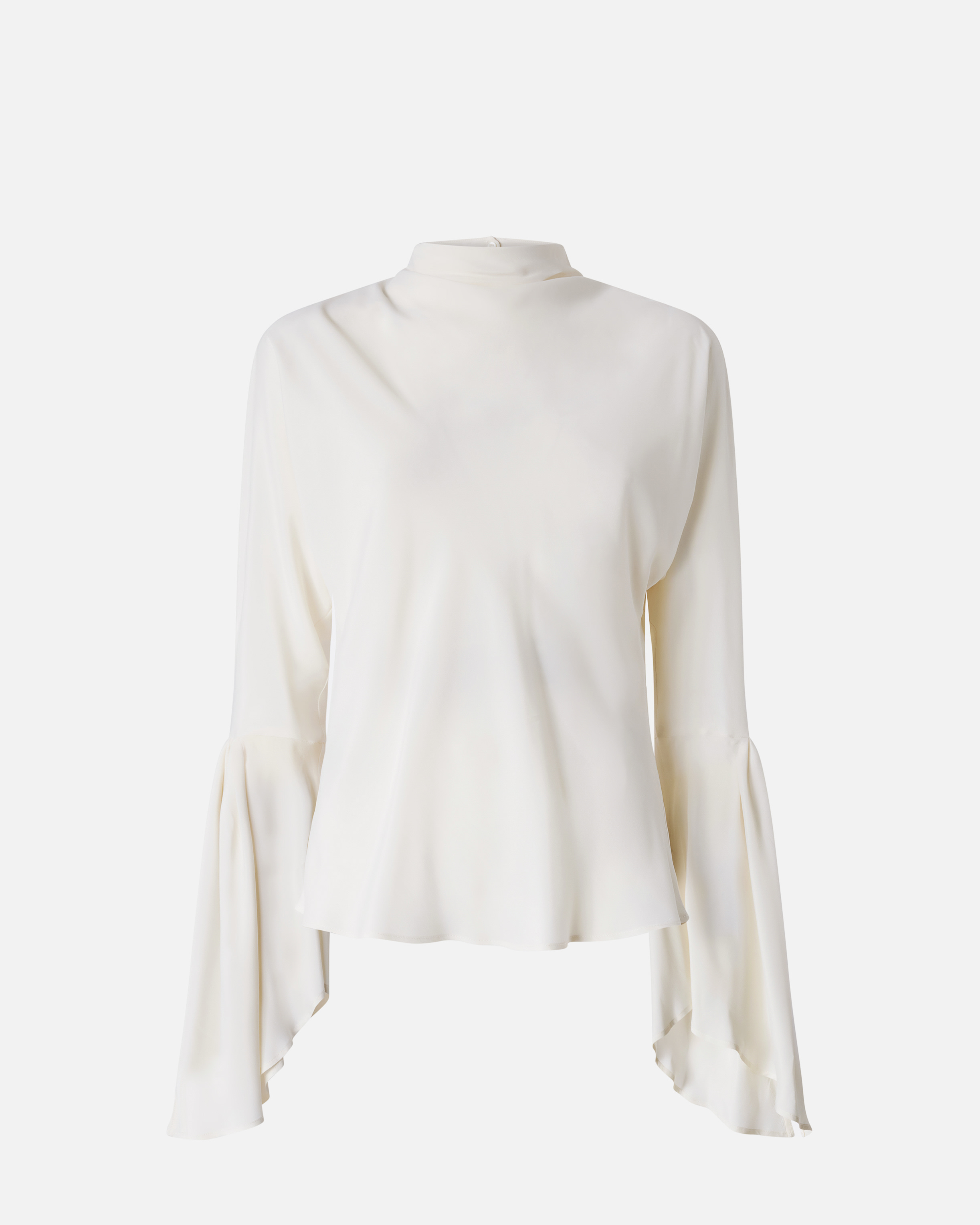 Pinko White High Neck Shirt With Flared Sleeves In White