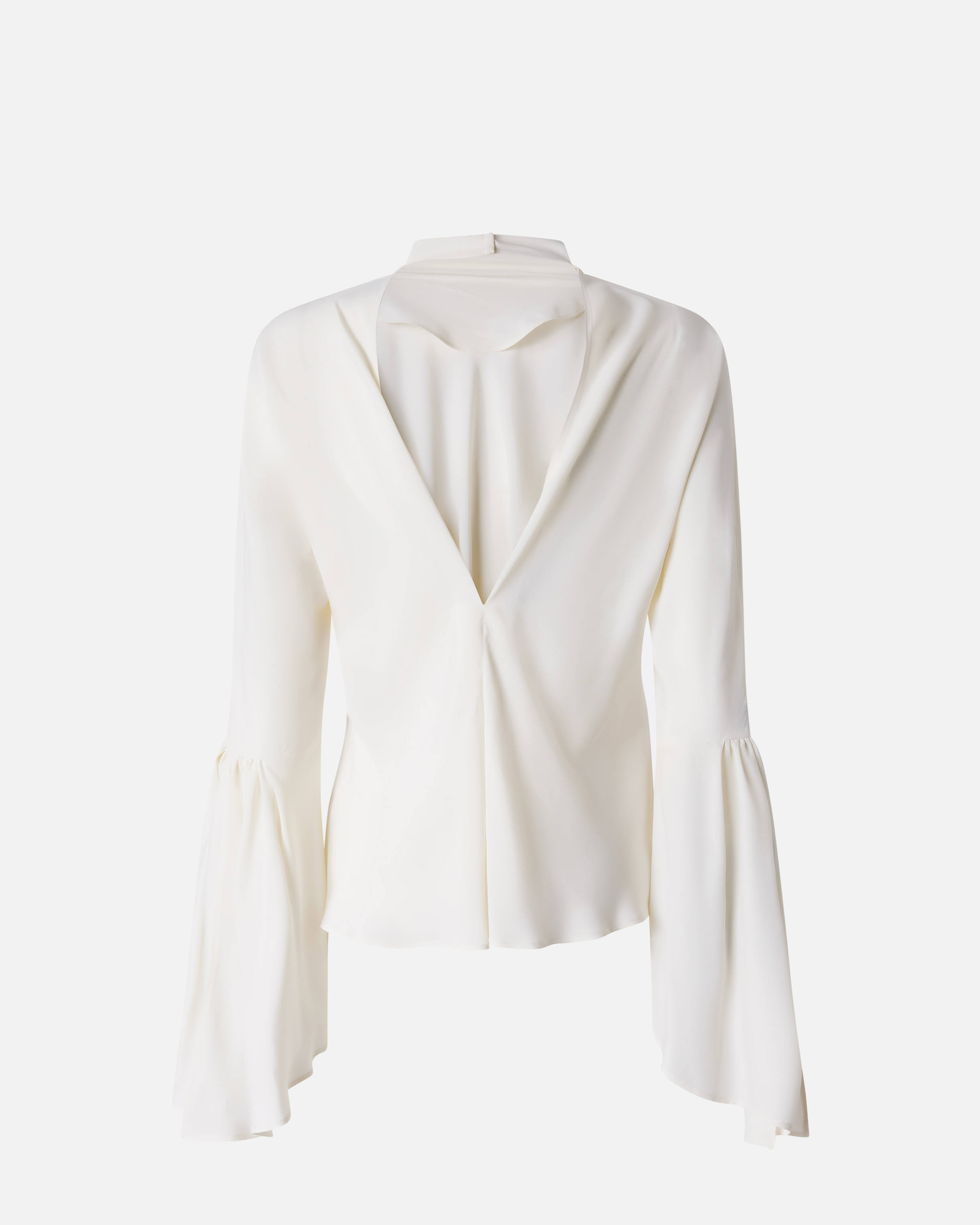 Pinko White High Neck Shirt With Flared Sleeves In White