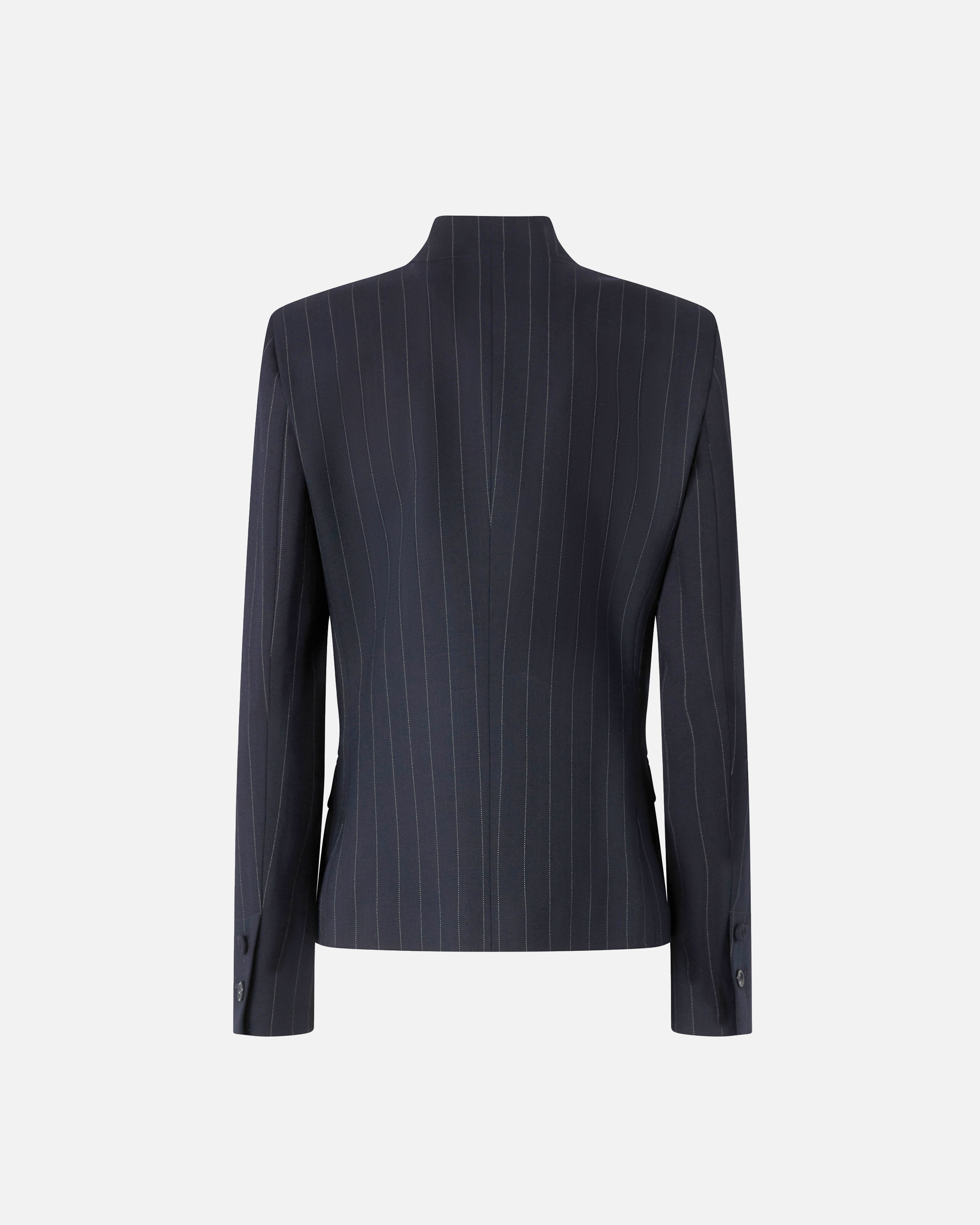 Pinko Tailored Pinstripe Blazer With Structured Shoulders In Blue