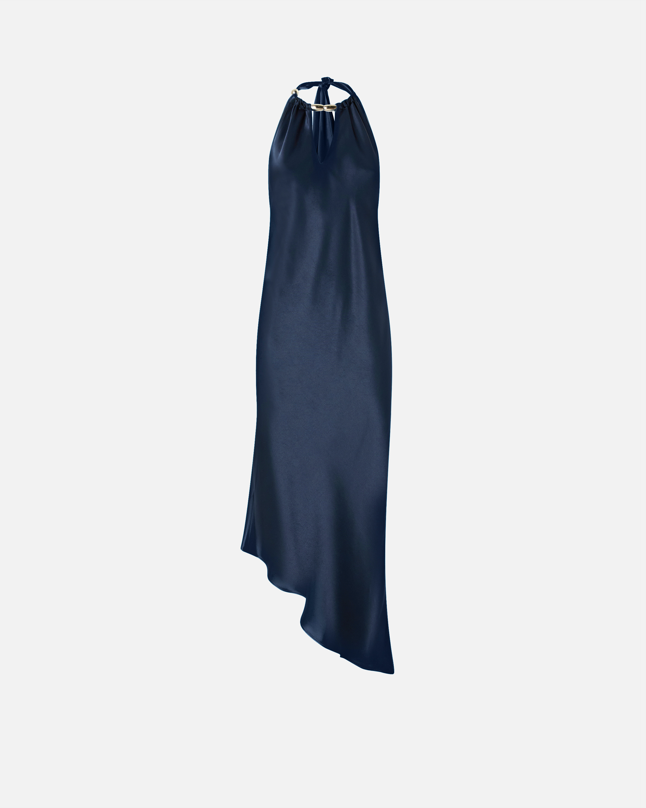 Pinko Halterneck Asymmetric Midi Dress In Black