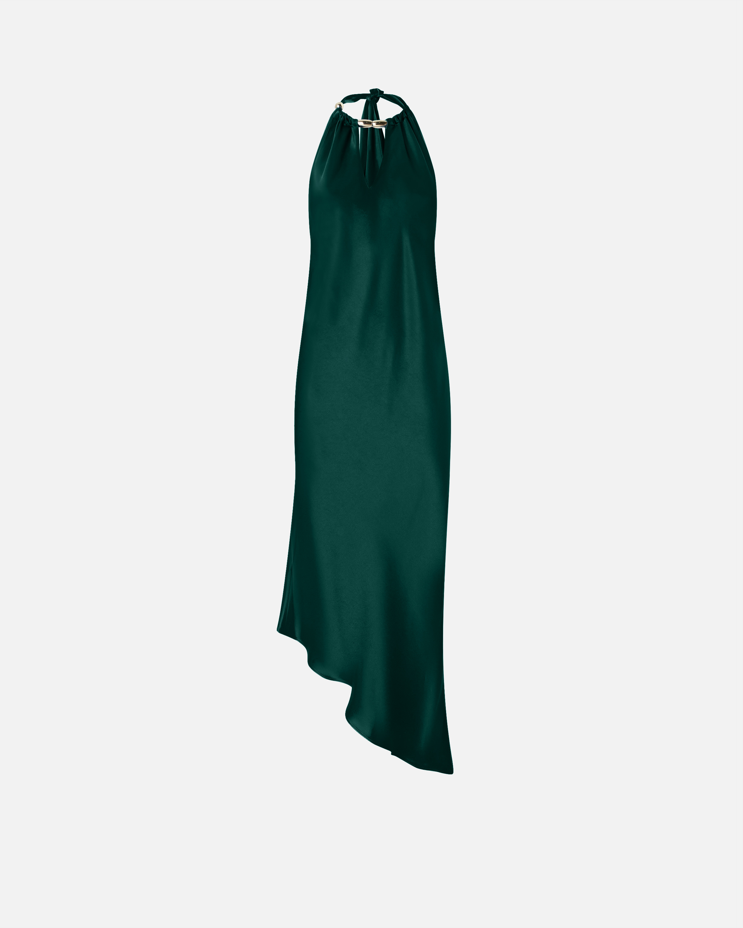 Pinko Halterneck Asymmetric Midi Dress In Green