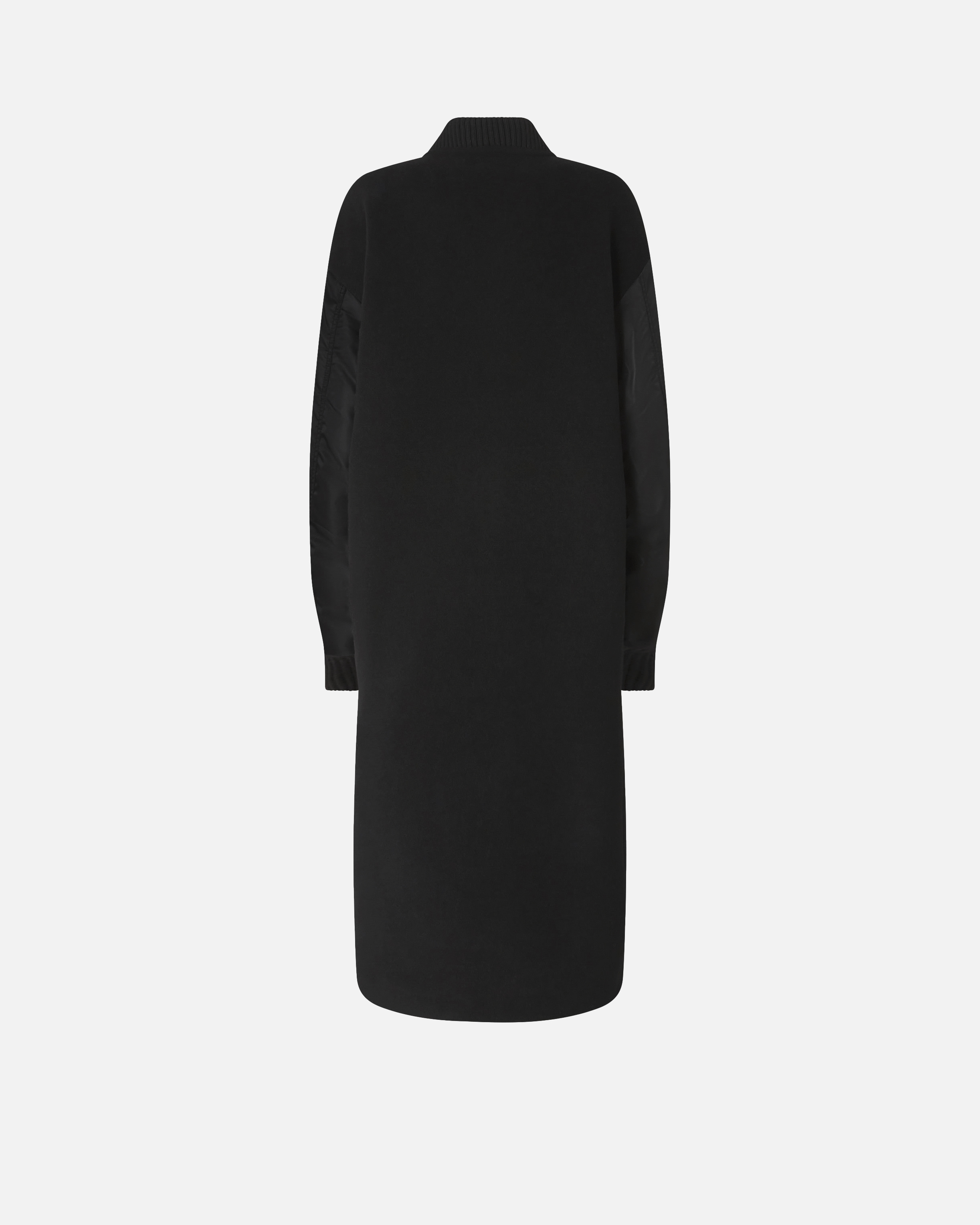 Pinko Long Coat In Wool-blend Cloth And Technical Satin In Black