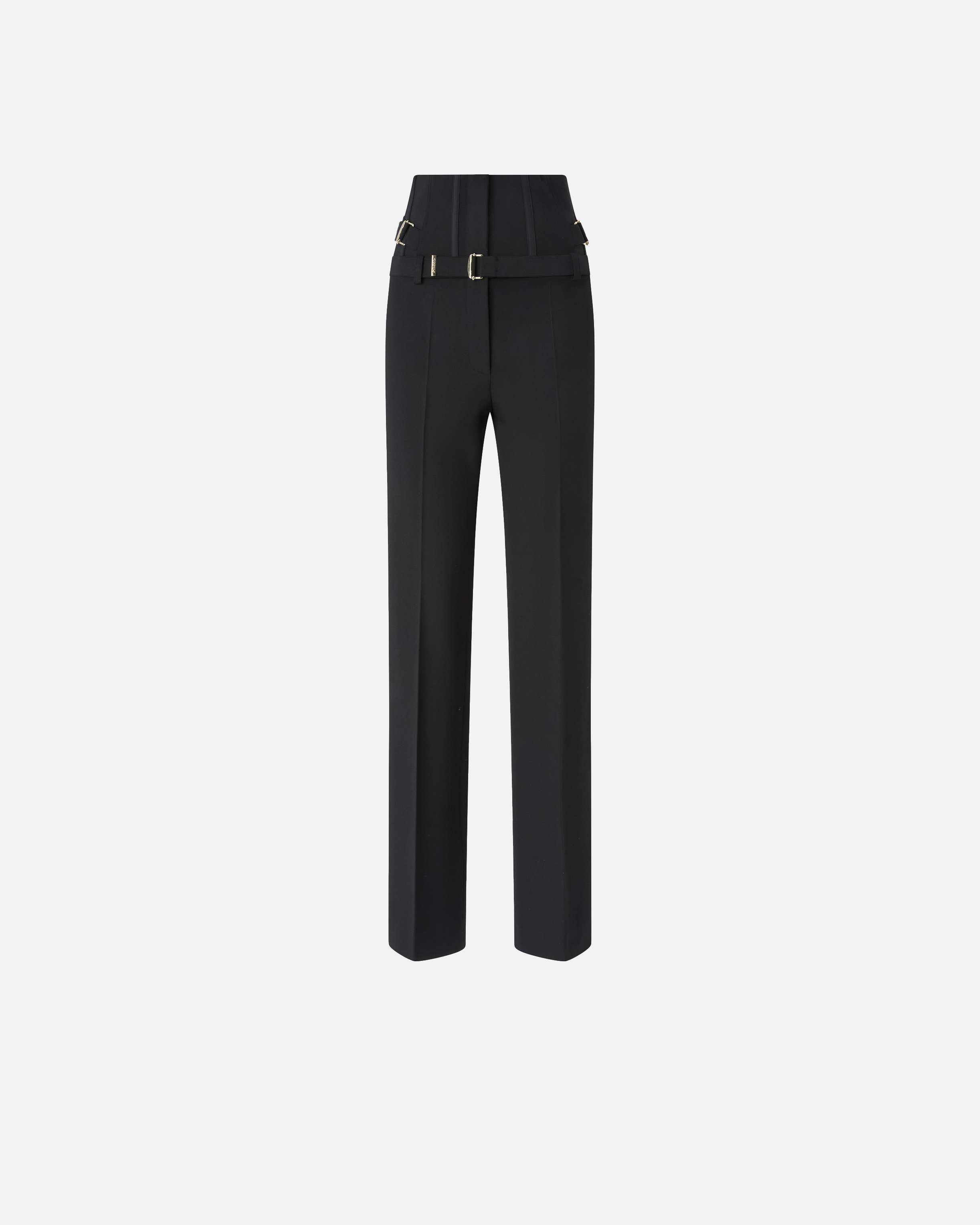 Pinko Pinstripe Poly Wool Bustier Trousers In Black