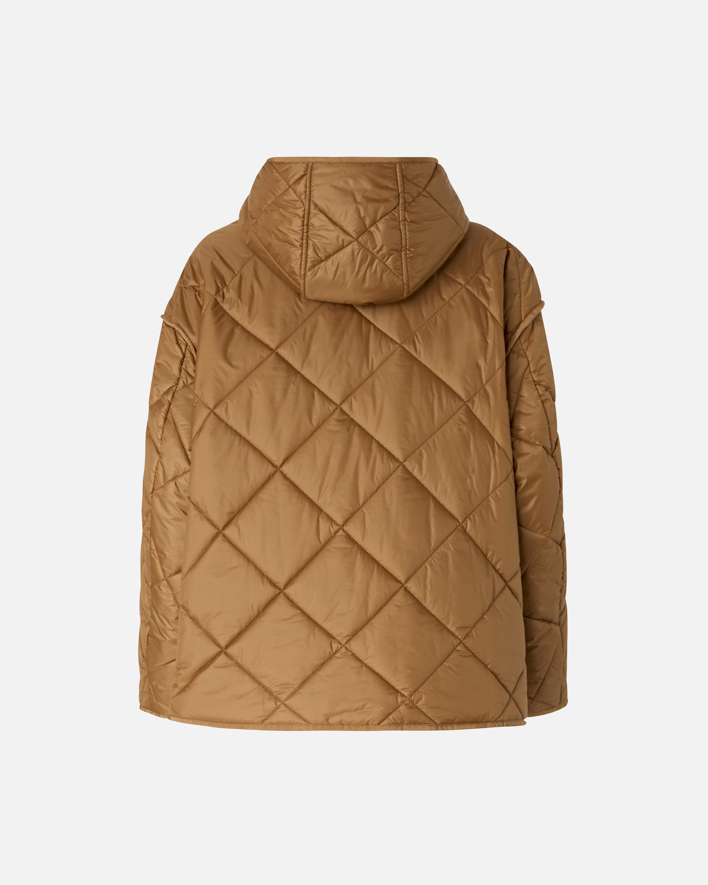 Pinko Quilted Technical Canvas Pea Coat In Brown