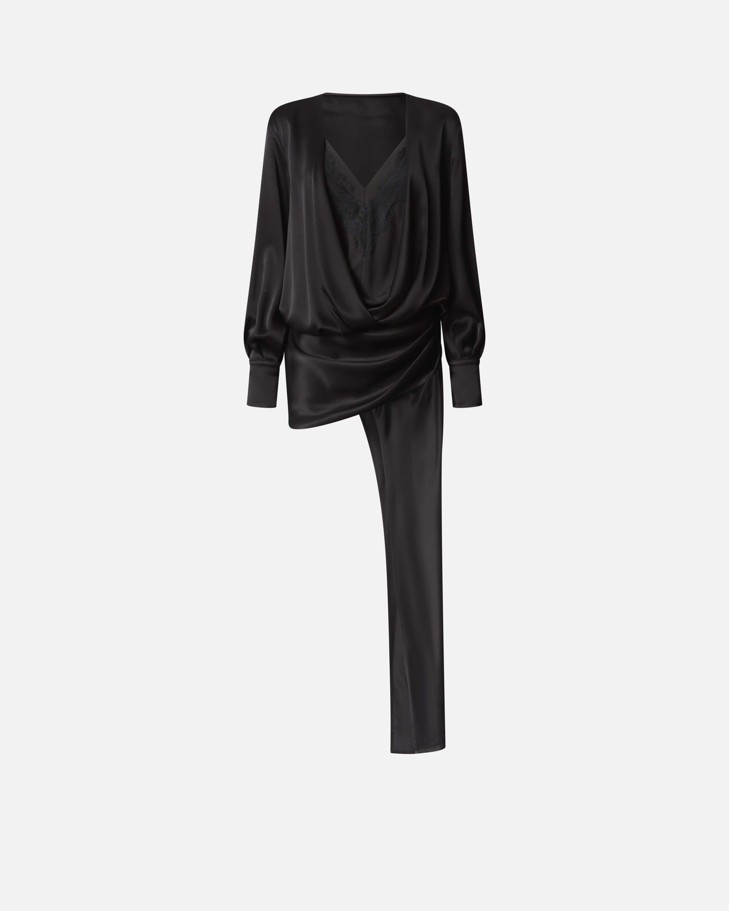 Pinko Asymmetric Draped Mini Dress In Black