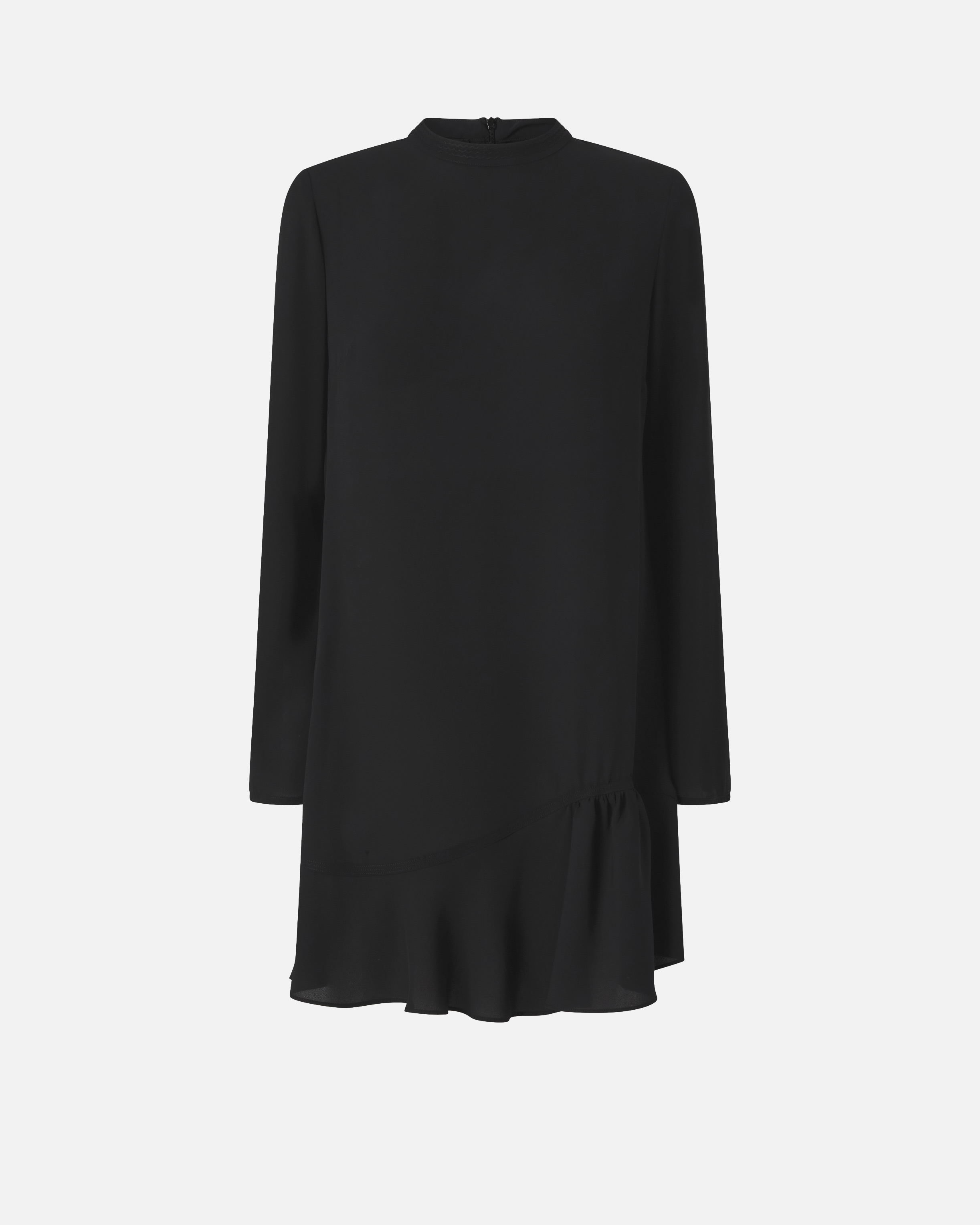 Kurzes, weiches Kleid aus technischem Crêpe - Schwarz - large