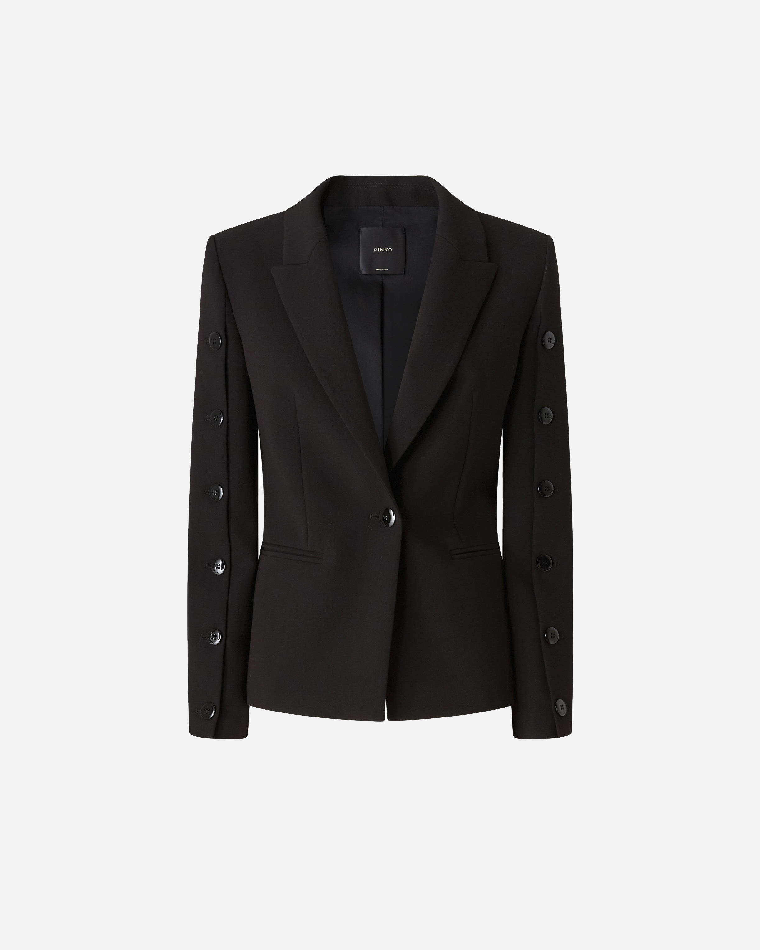 Pinko Single-breasted Blazer With Buttoned Sleeves In Black