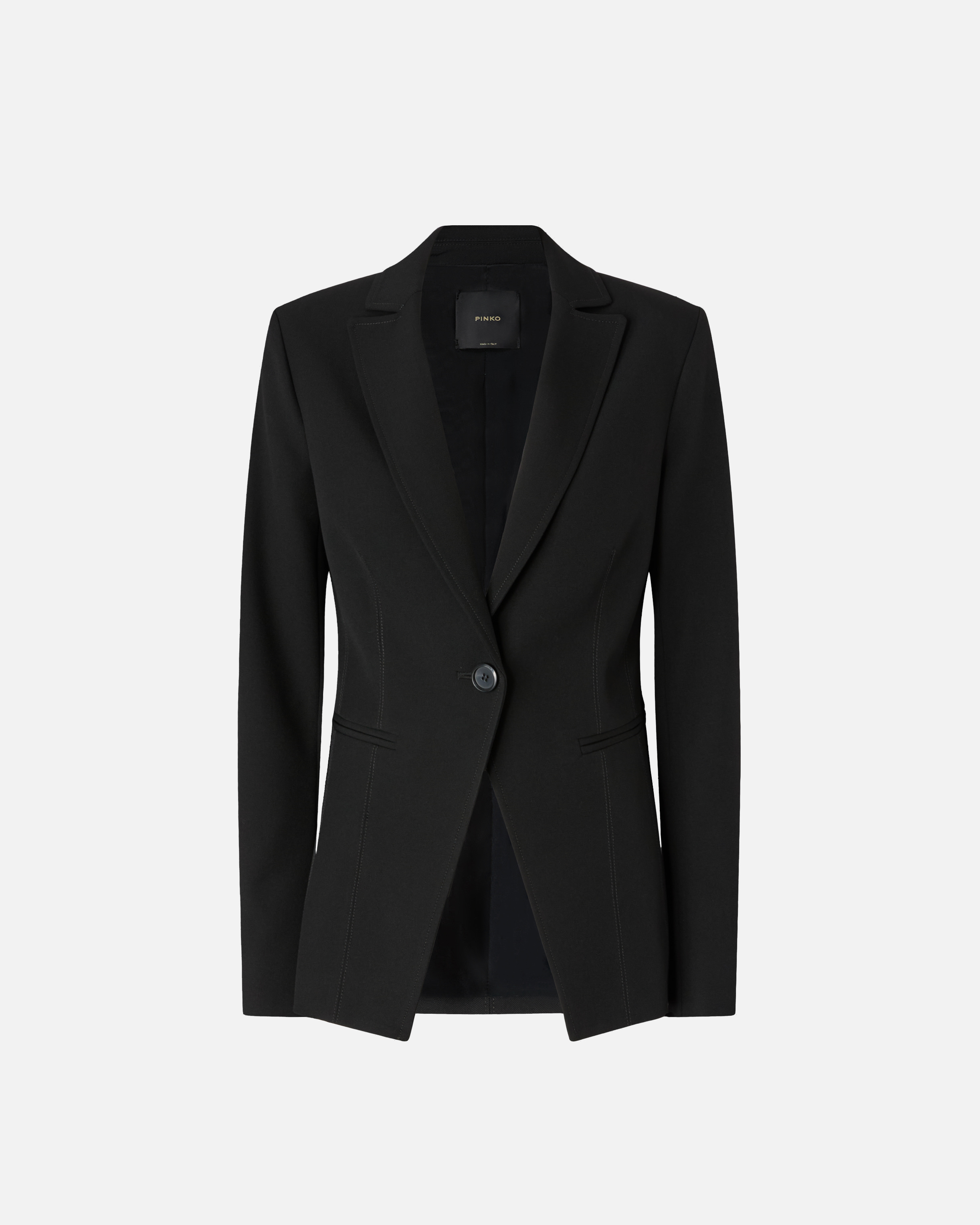 Pinko Single-breasted Jacket With Fitted Waist In Black