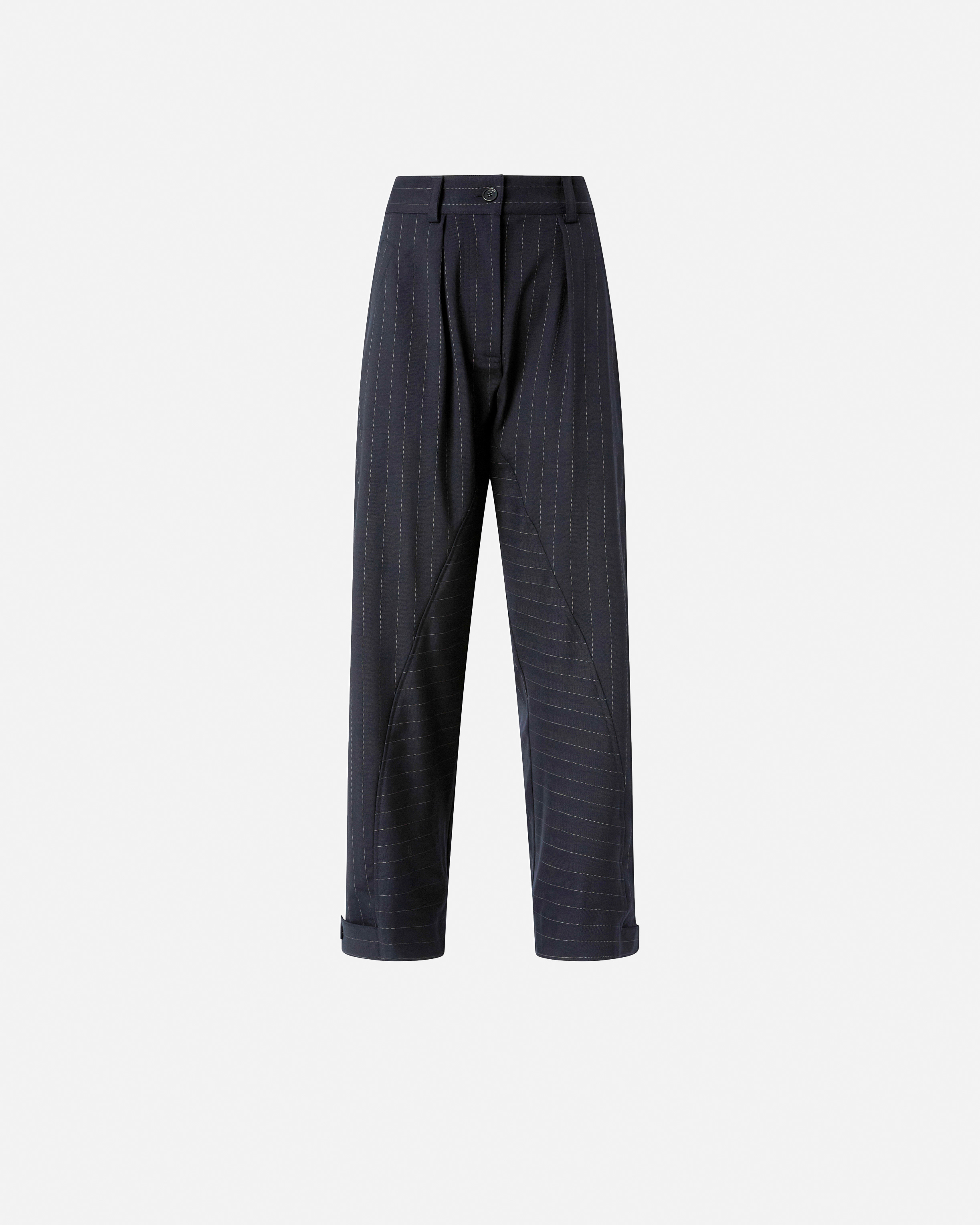 Pinko Wide Leg Pinstripe Trousers Pleated Front In Multi
