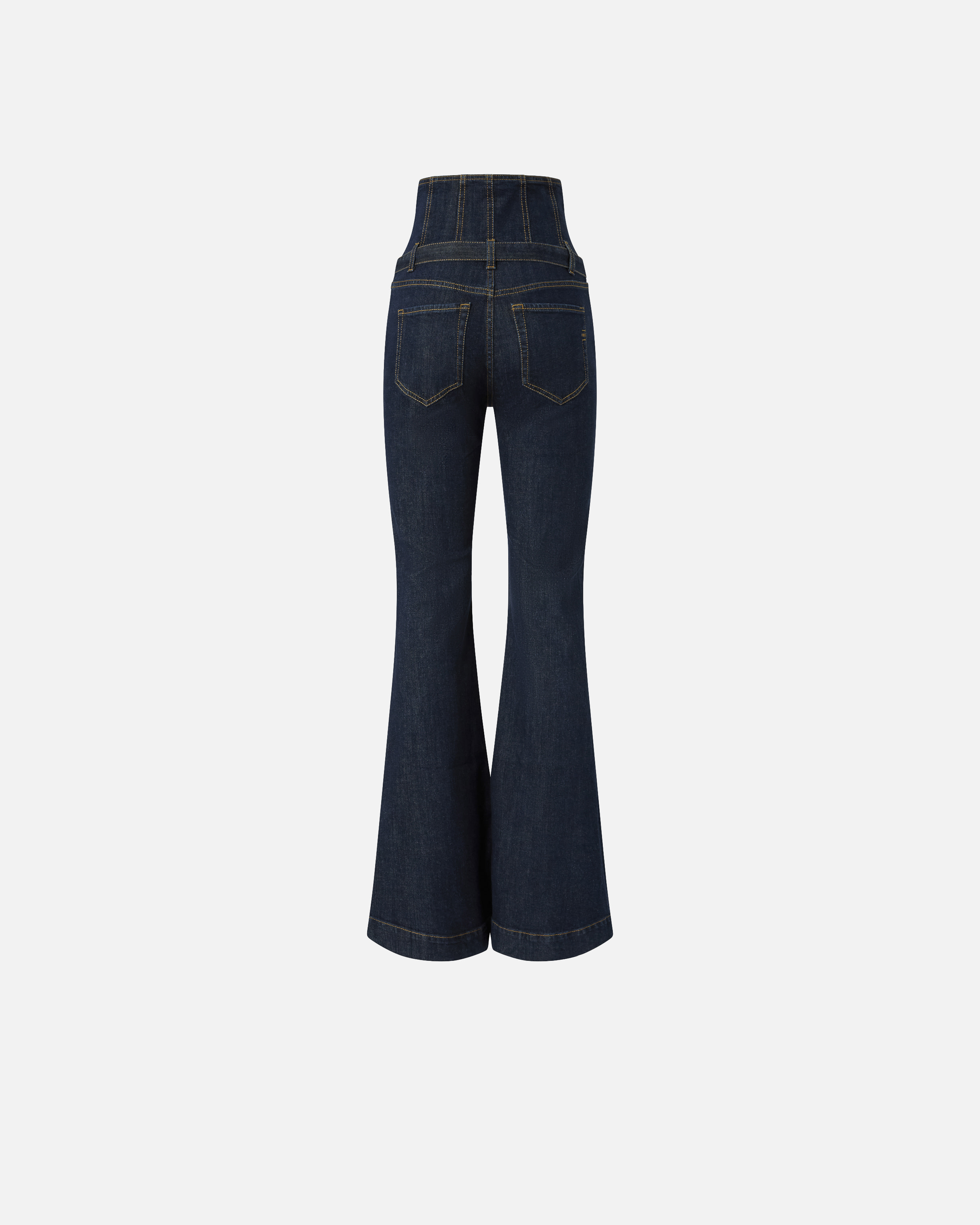 Pinko Flared High-waisted Bustier Jeans In Blue
