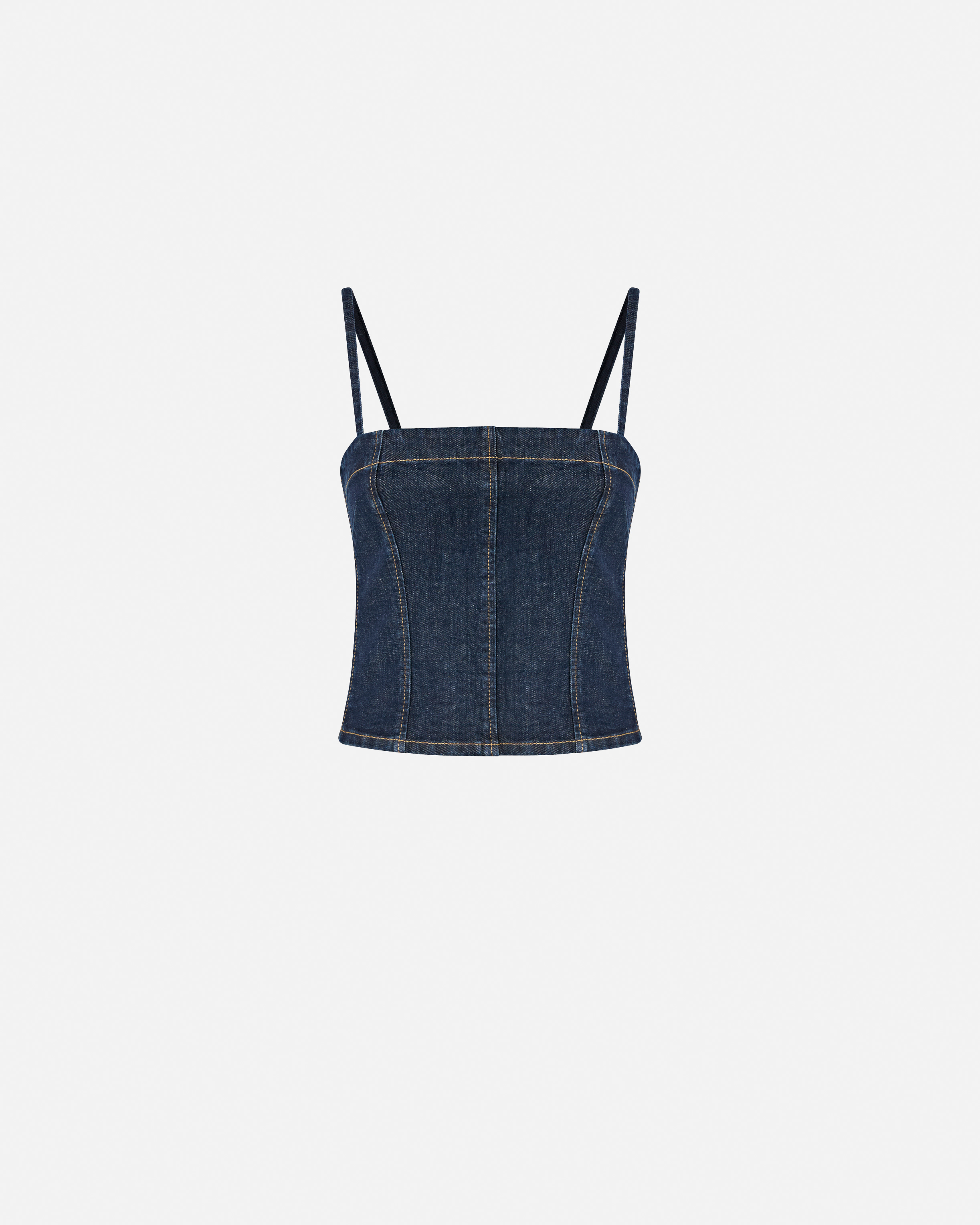 Top bustier en denim confort - Bleu - large