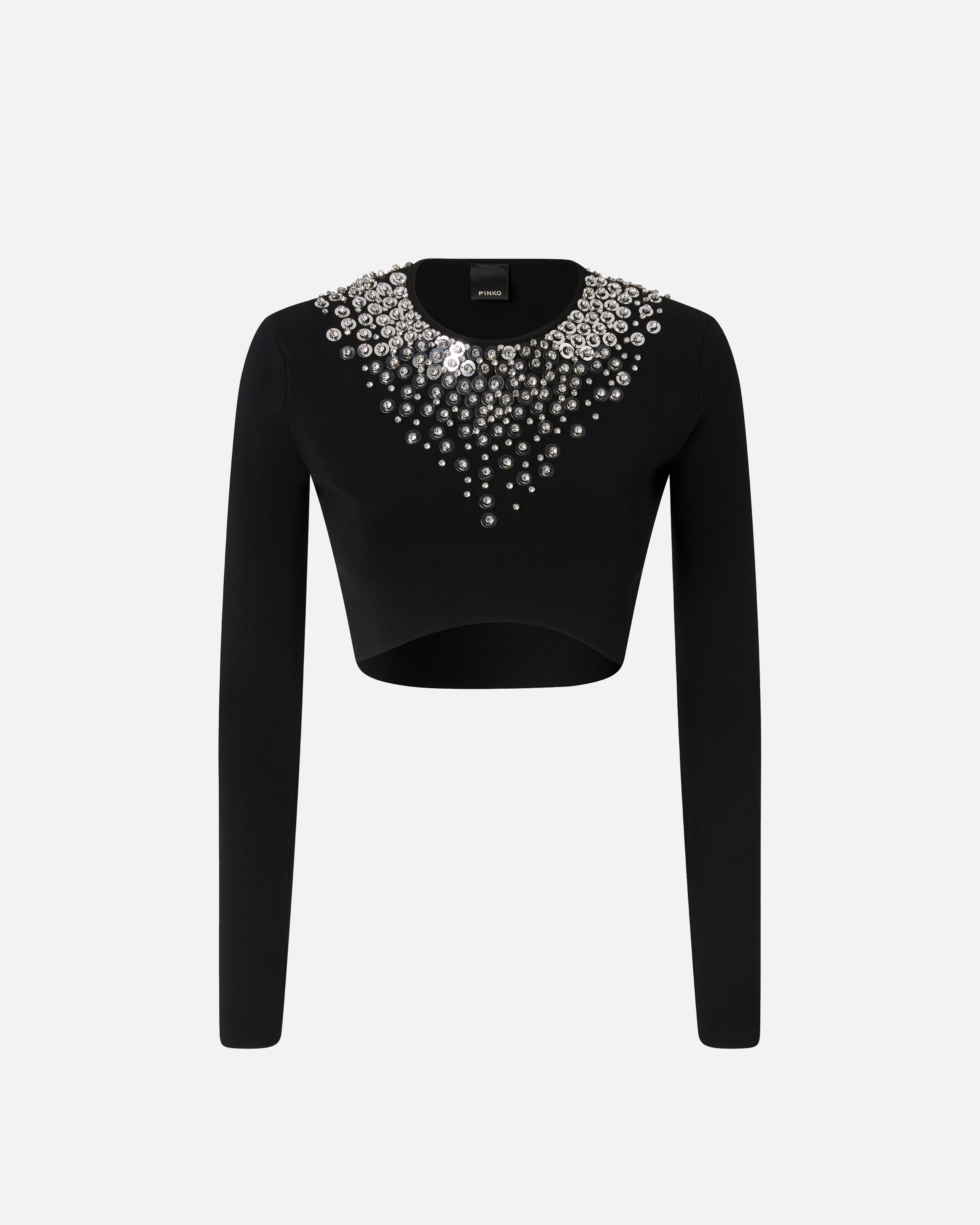 Pinko Sequin And Crystal Sweater In Black