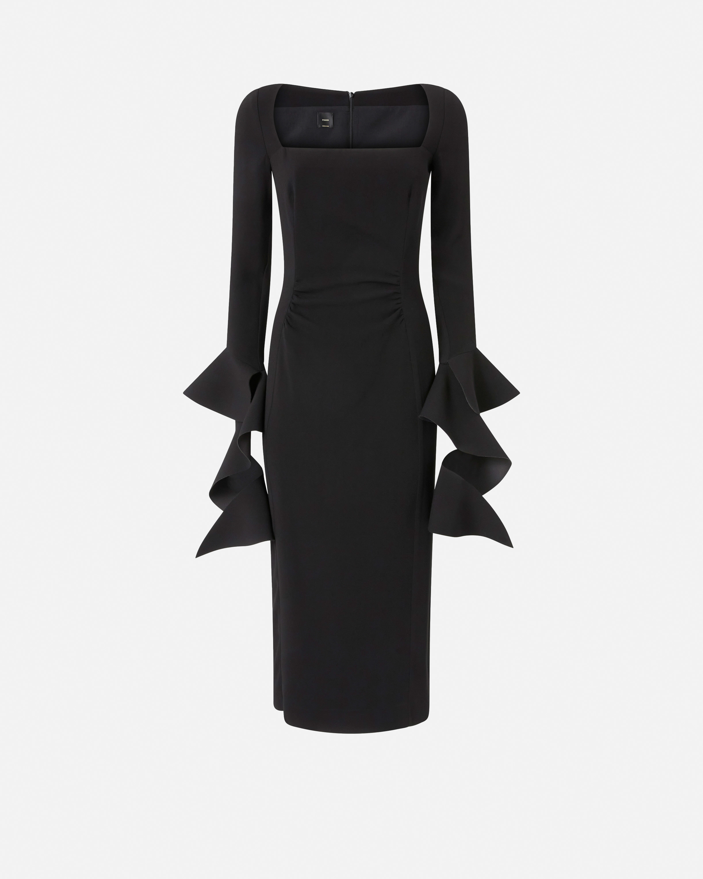 Pinko Formina Square-neck Midi Dress In Black
