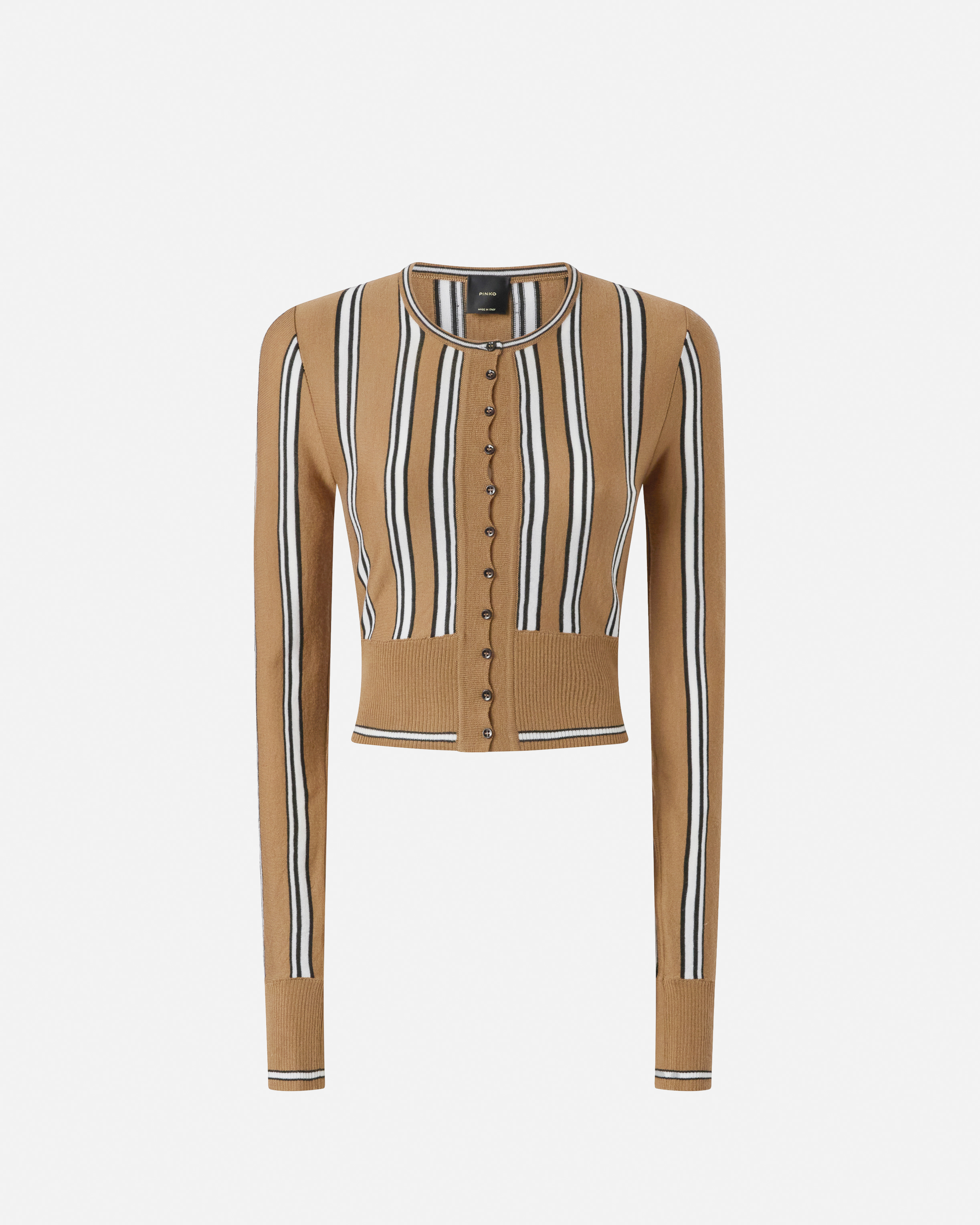 Multi-coloured striped cardigan - Beige - large
