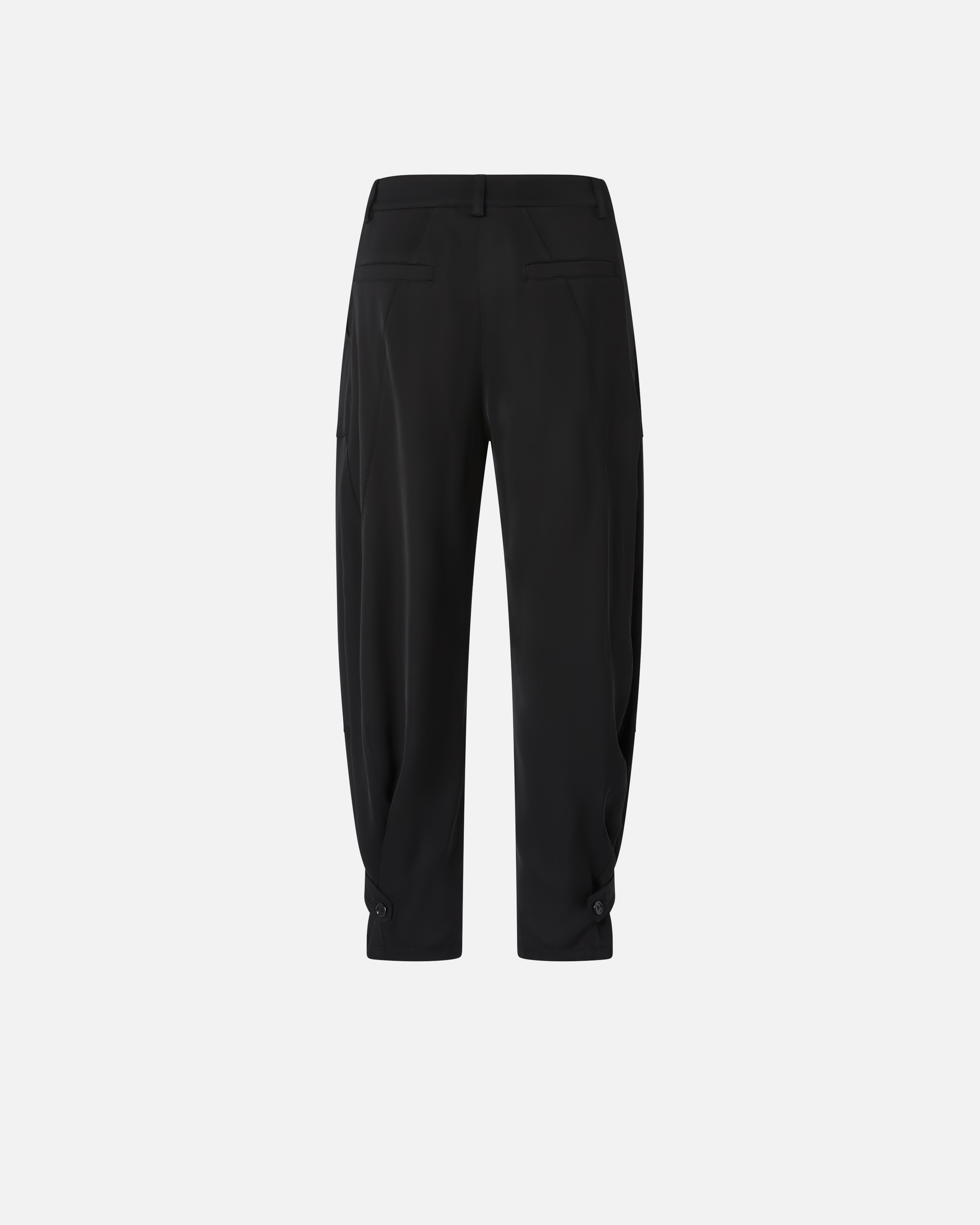 Pinko P-pants Trousers In Matte Satin With Button At The Hem In Limo Black