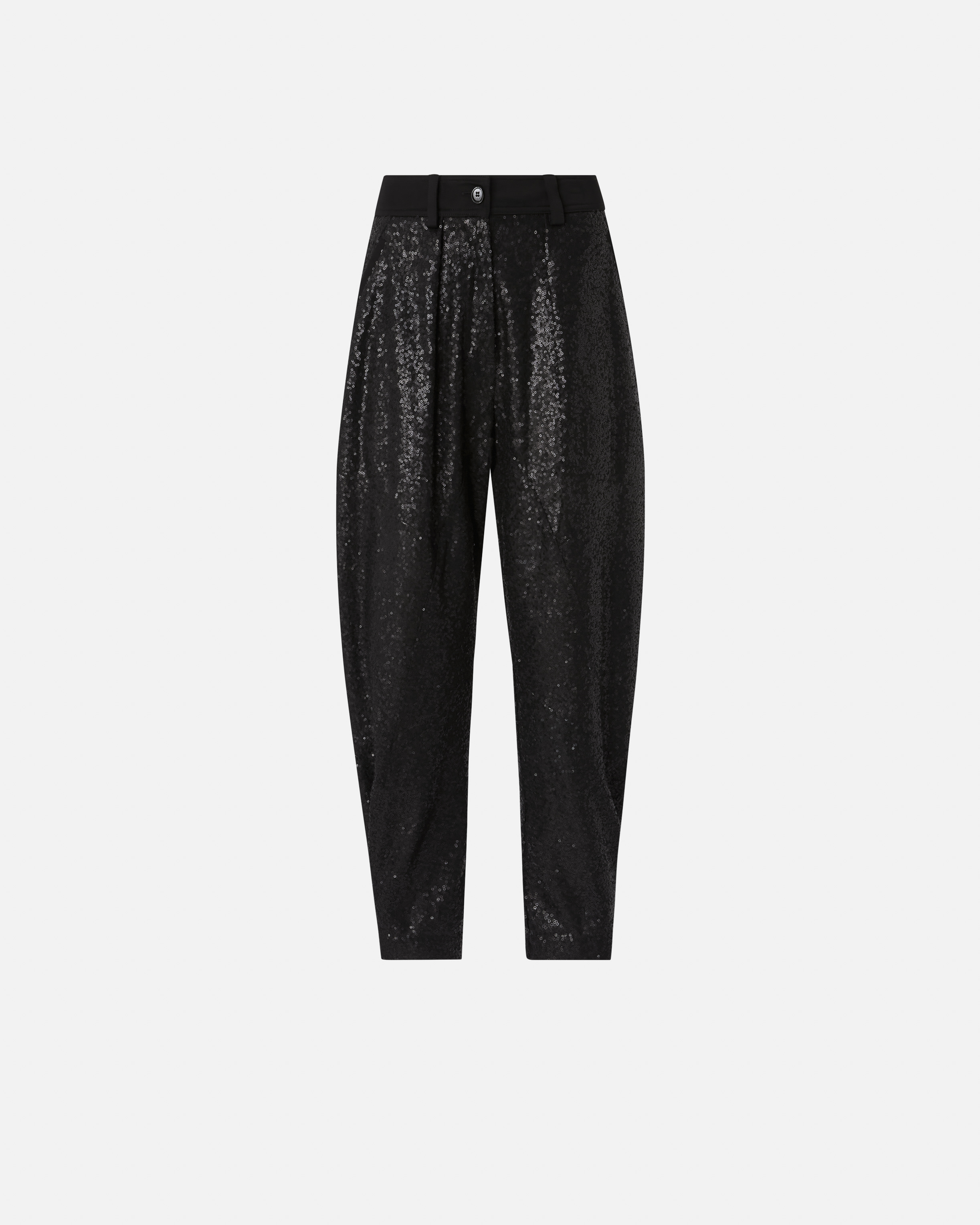 Pinko Small Sequin P-pants Trousers In Limo Black