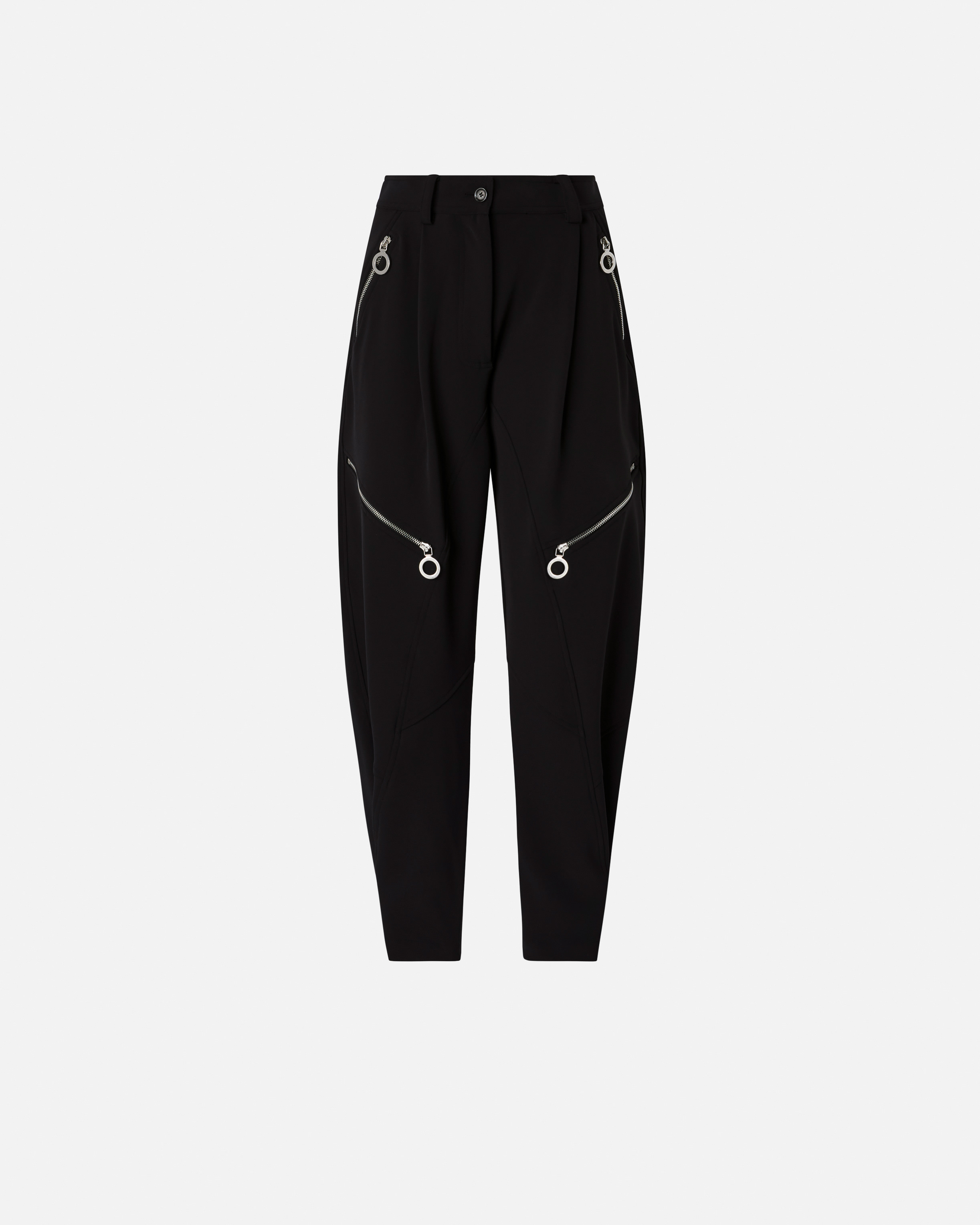 Pinko P-pants Trousers With Zip In Technical Crepe In Limo Black