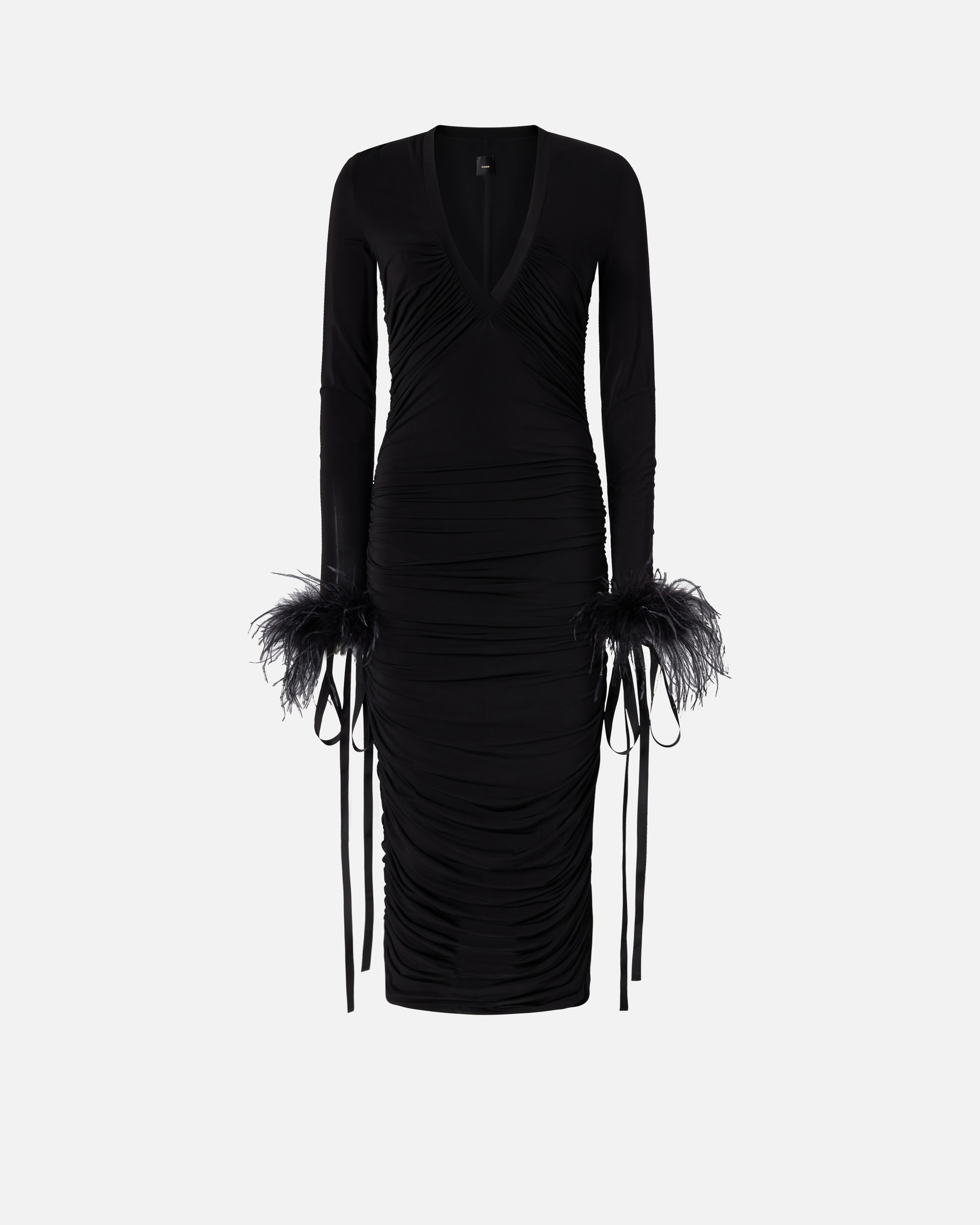 V-neck dress with draping - Black - large